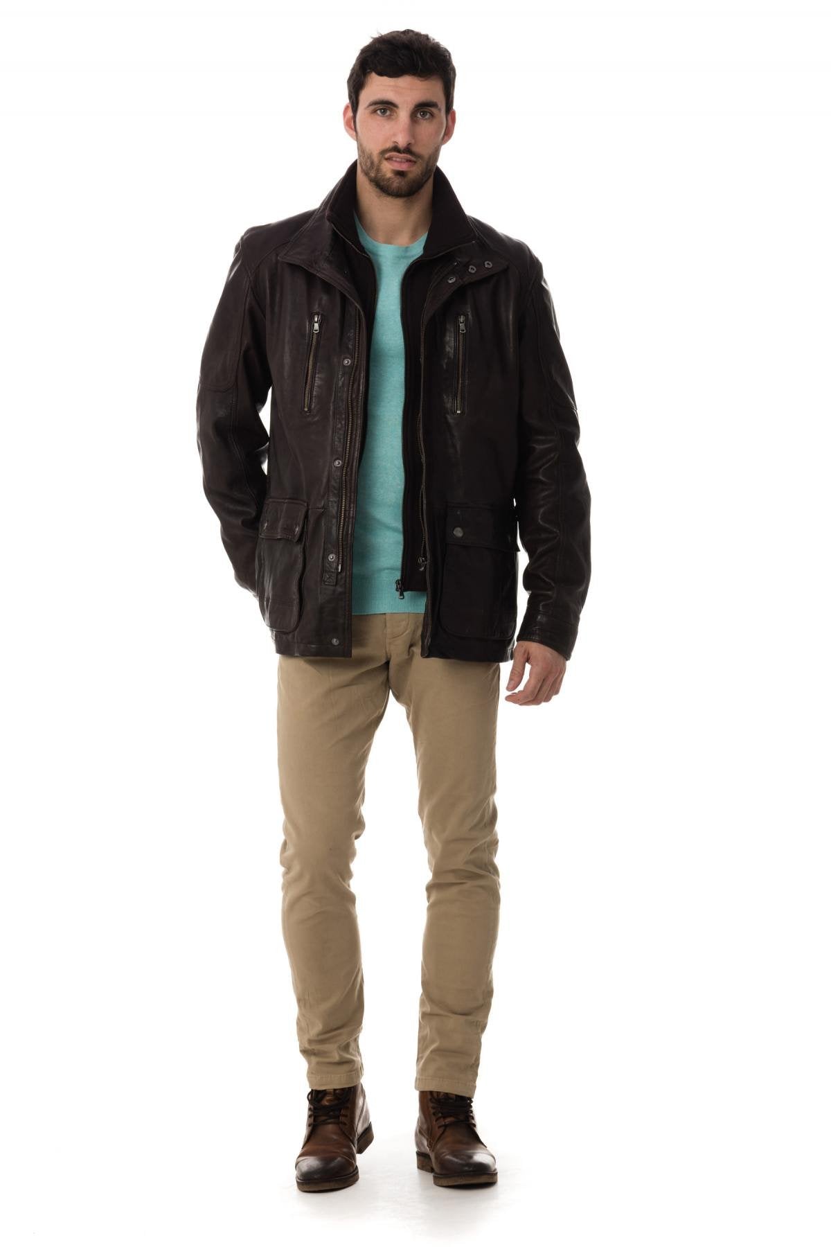  Men's Daytona Jacket in Brown Lambskin - Image n°2