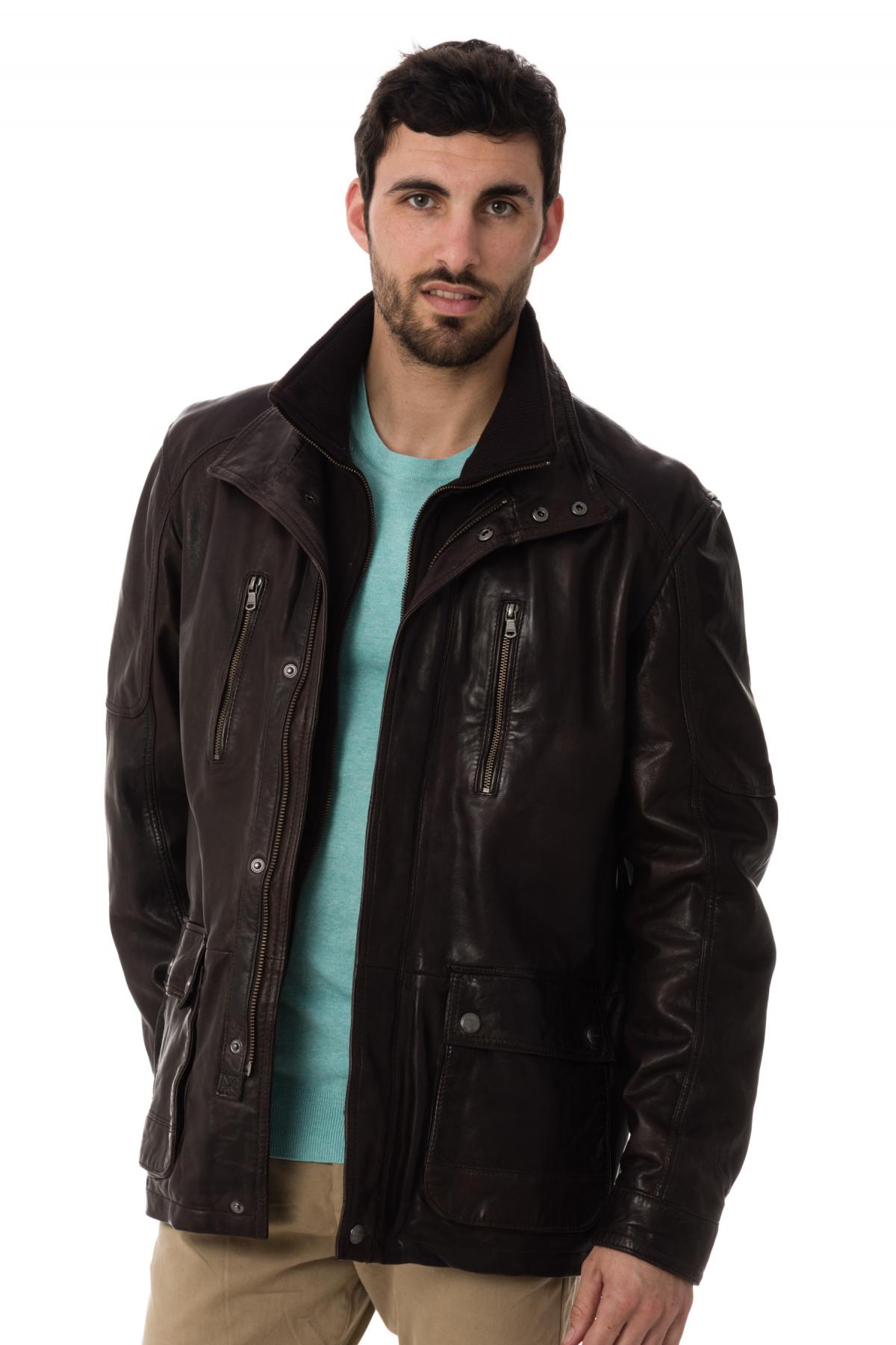  Men's Daytona Jacket in Brown Lambskin - Image n°1