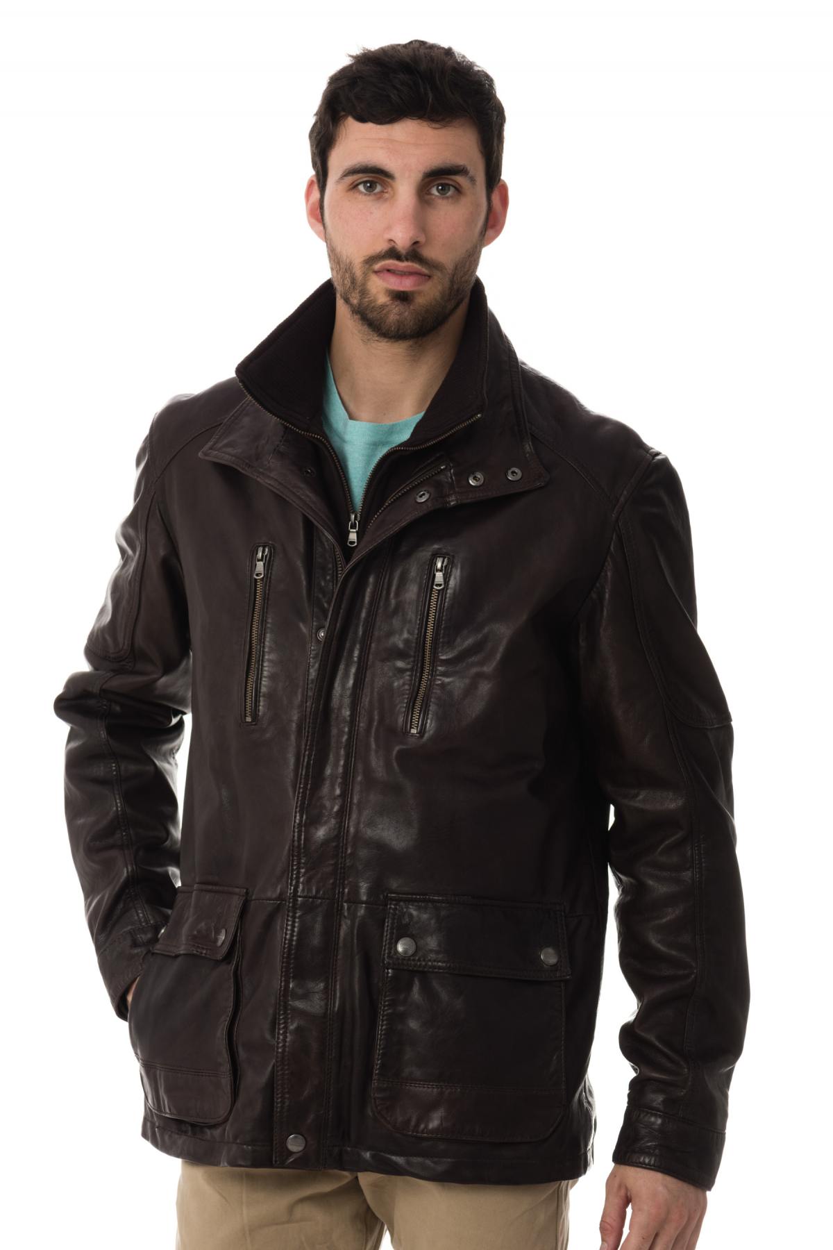  Men's Daytona Jacket in Brown Lambskin - Image n°3