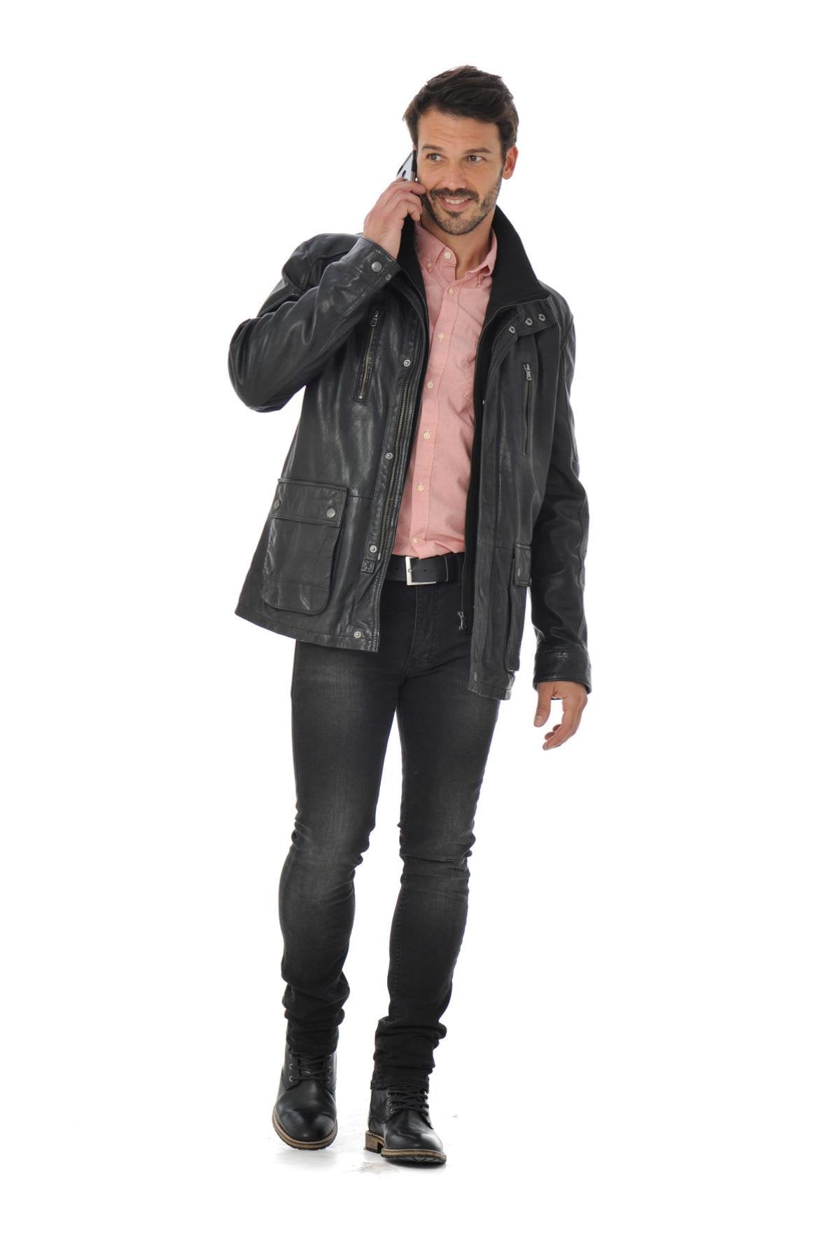  Men's Daytona Jacket in Black Lambskin - Image n°2