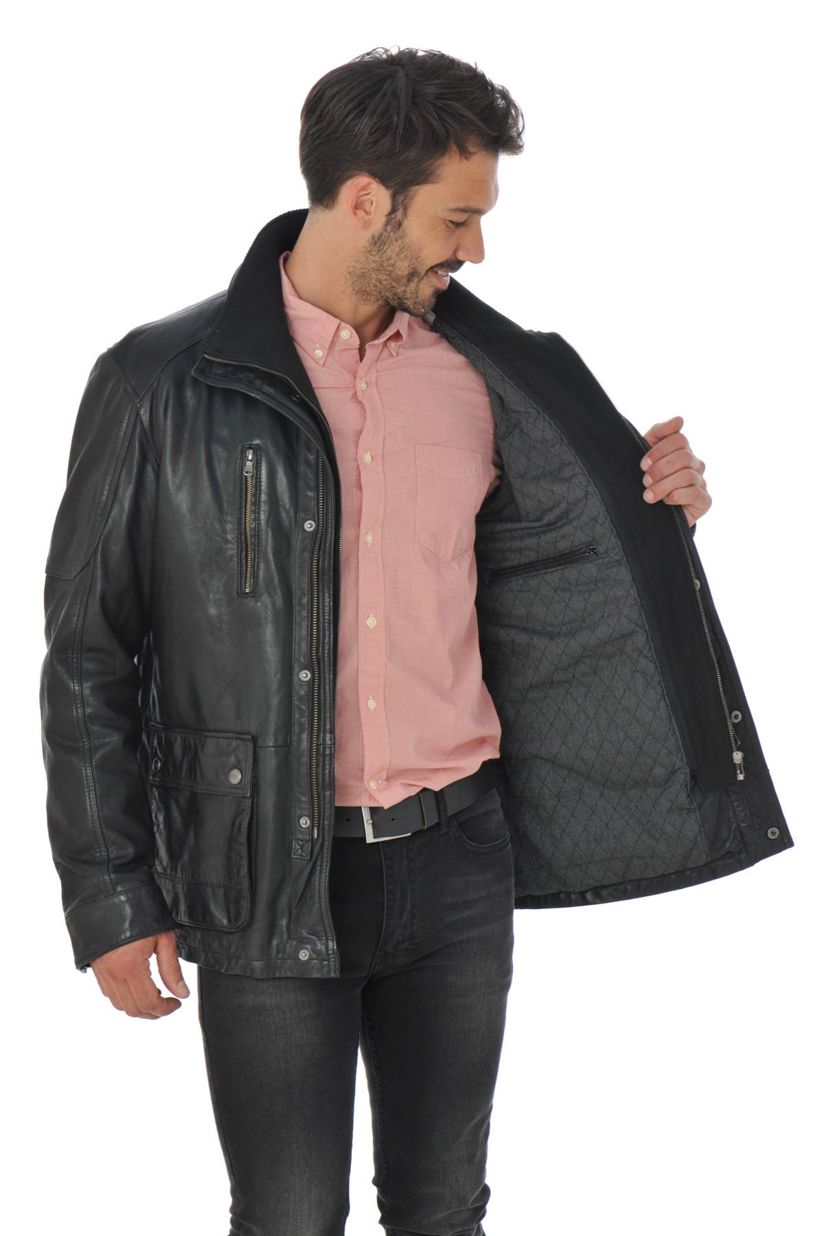  Men's Daytona Jacket in Black Lambskin - Image n°4