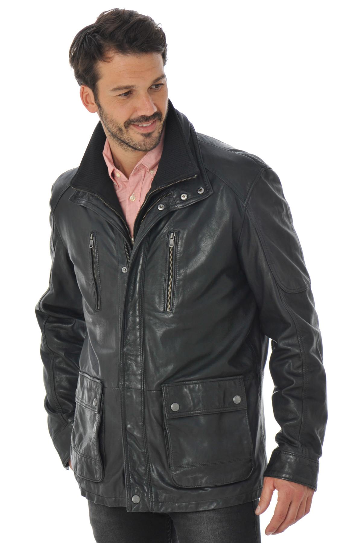  Men's Daytona Jacket in Black Lambskin - Image n°3