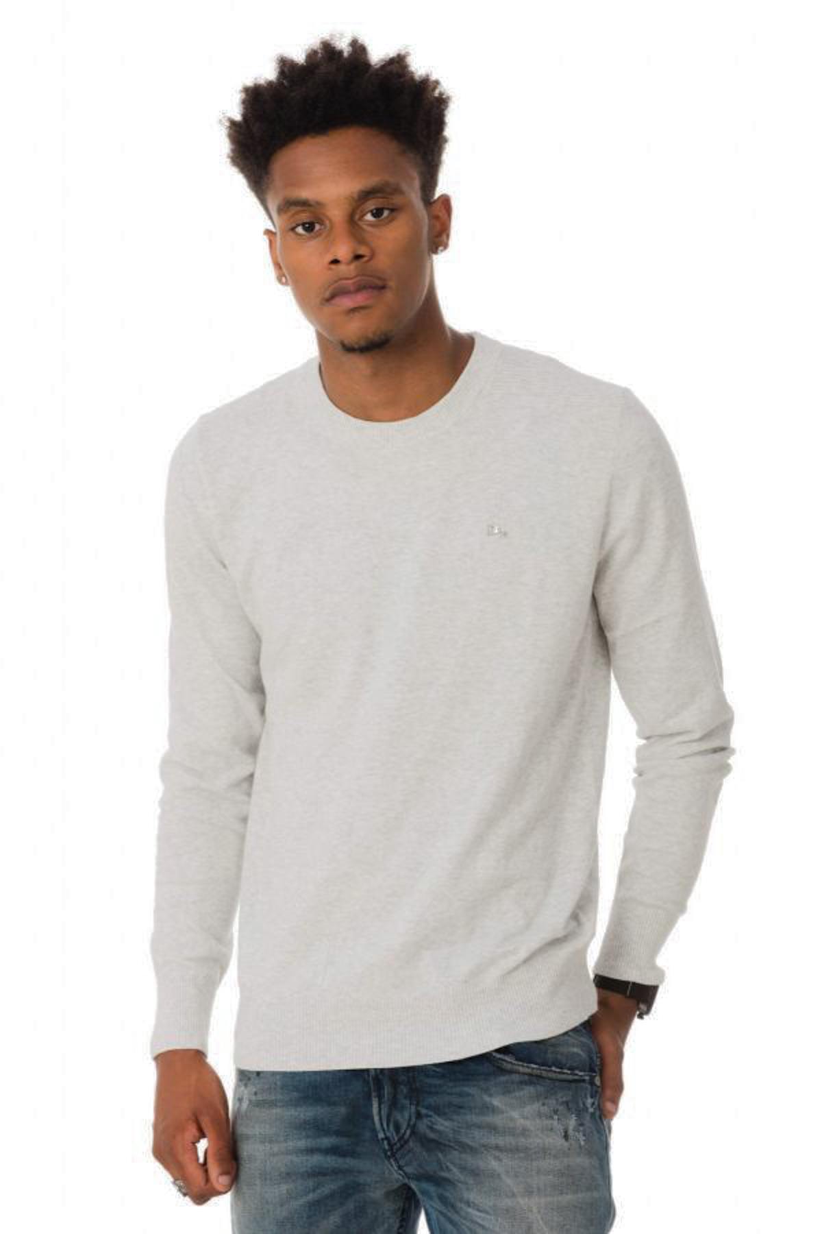 Light gray round neck long sleeve sweater - Image n°1