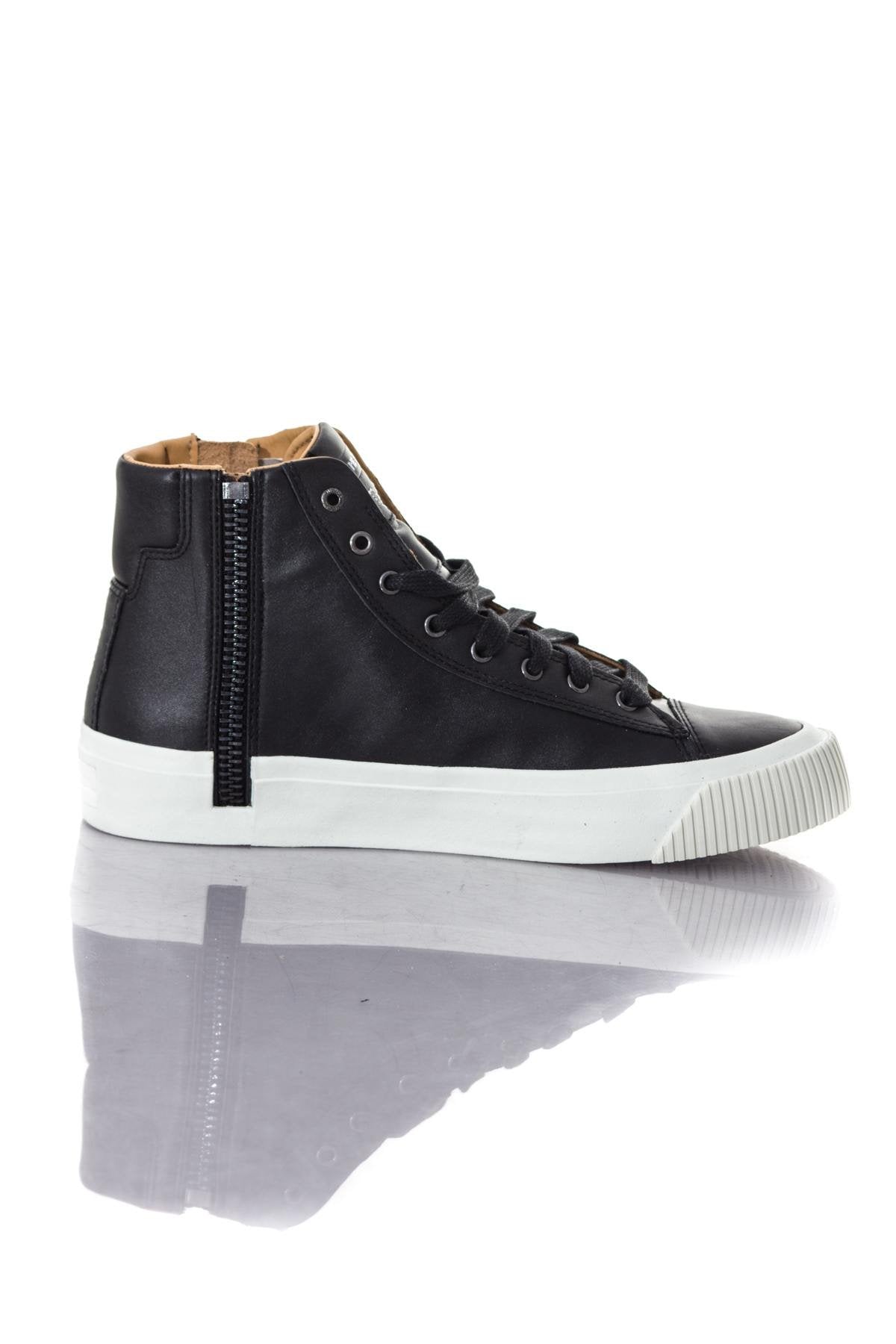 Black leather high top sneakers - Image n°2