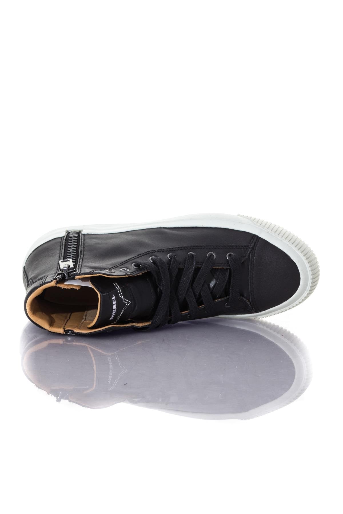 Black leather high top sneakers - Image n°3