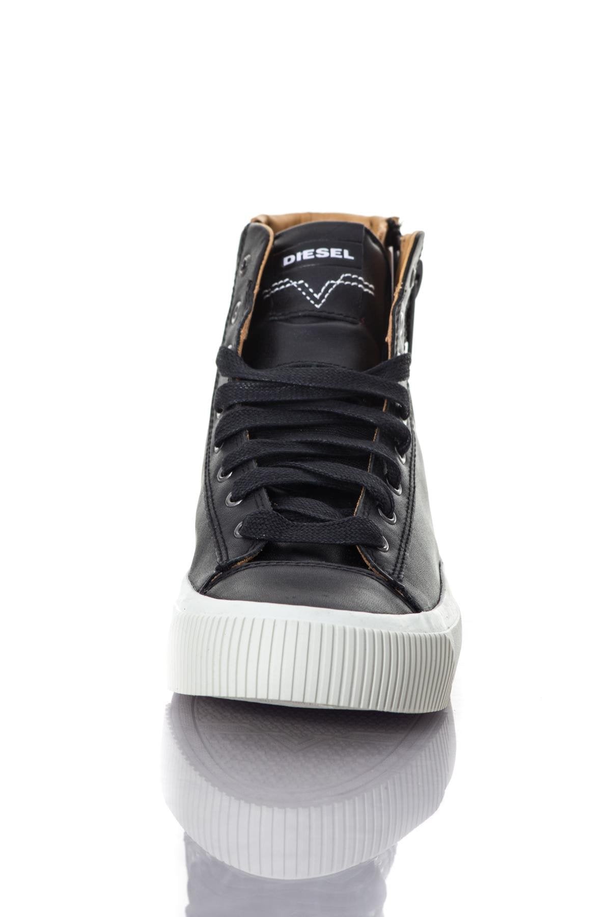 Black leather high top sneakers - Image n°5