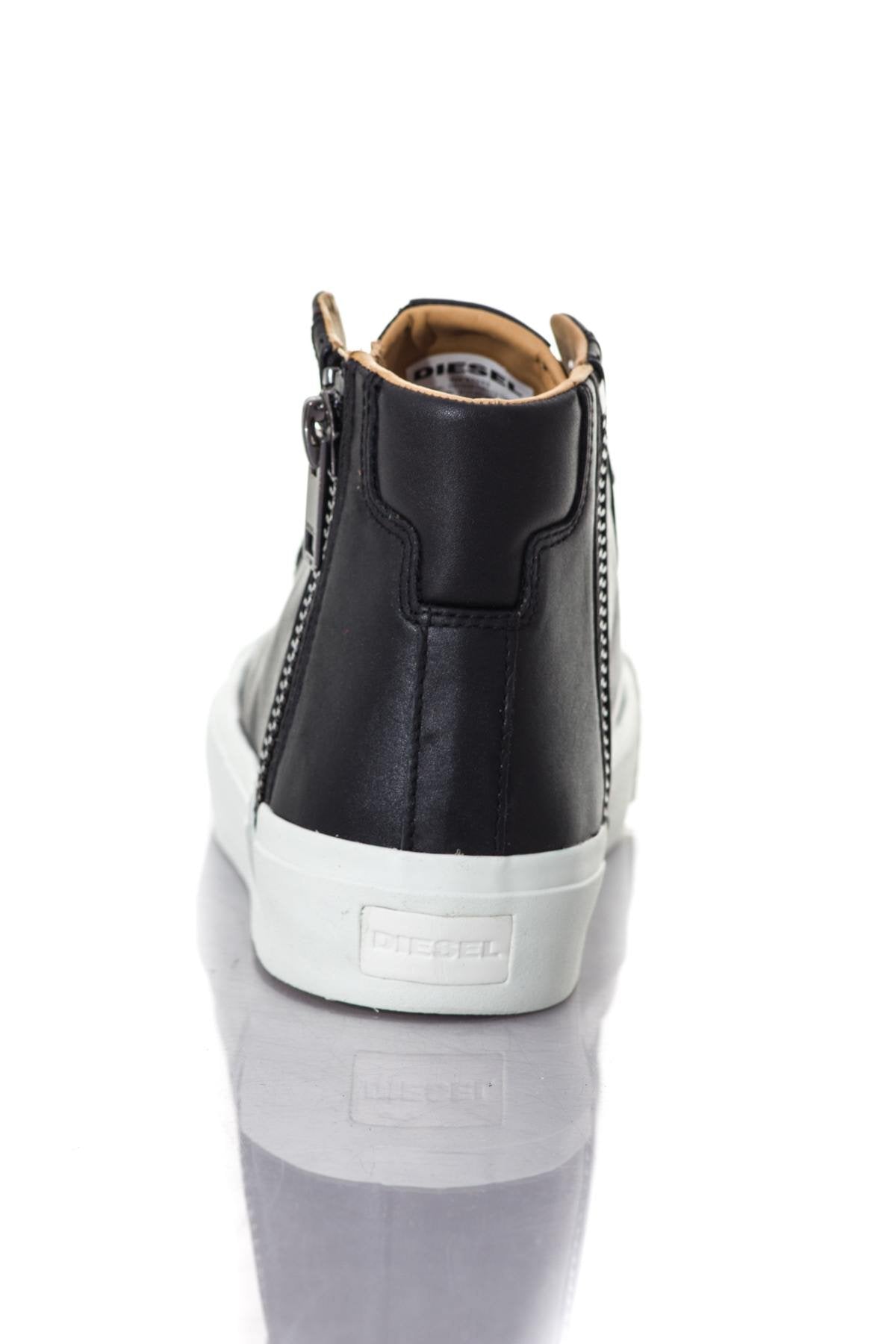 Black leather high top sneakers - Image n°6