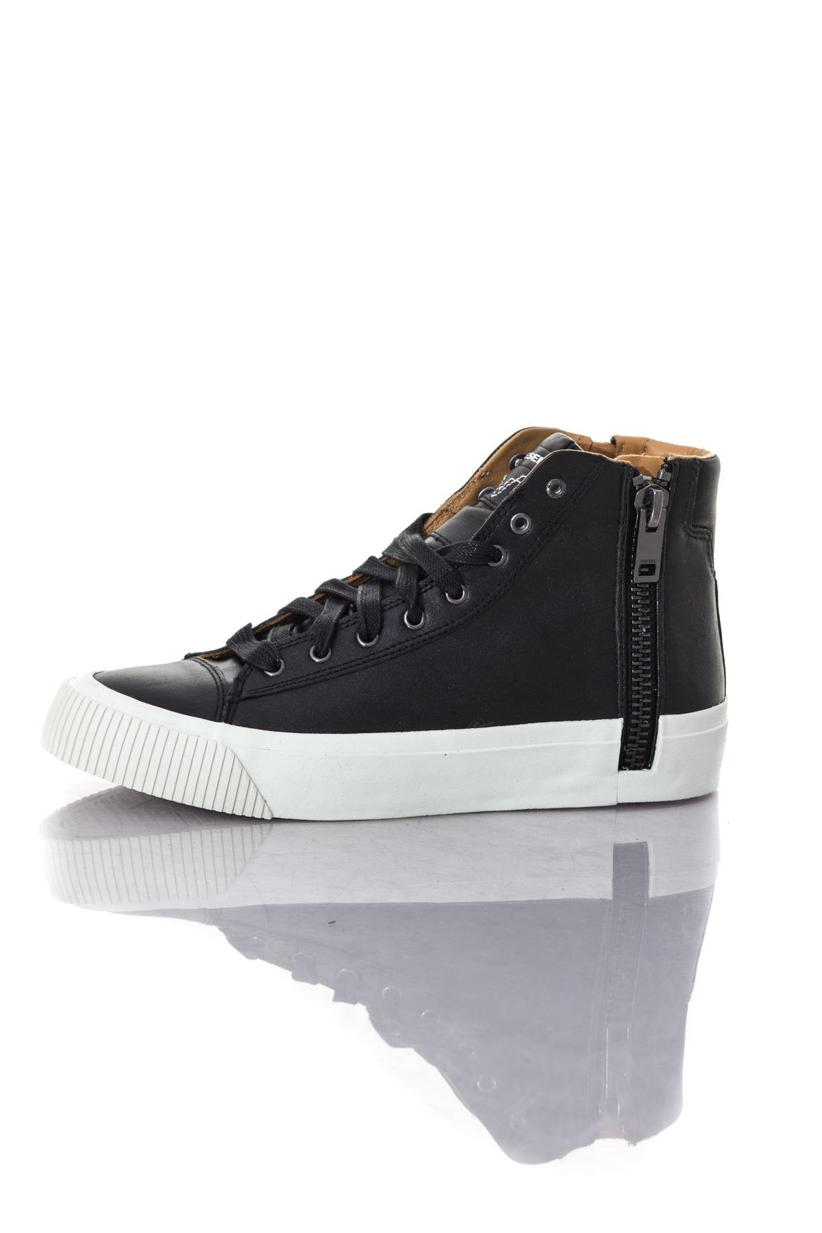 Black leather high top sneakers - Image n°7