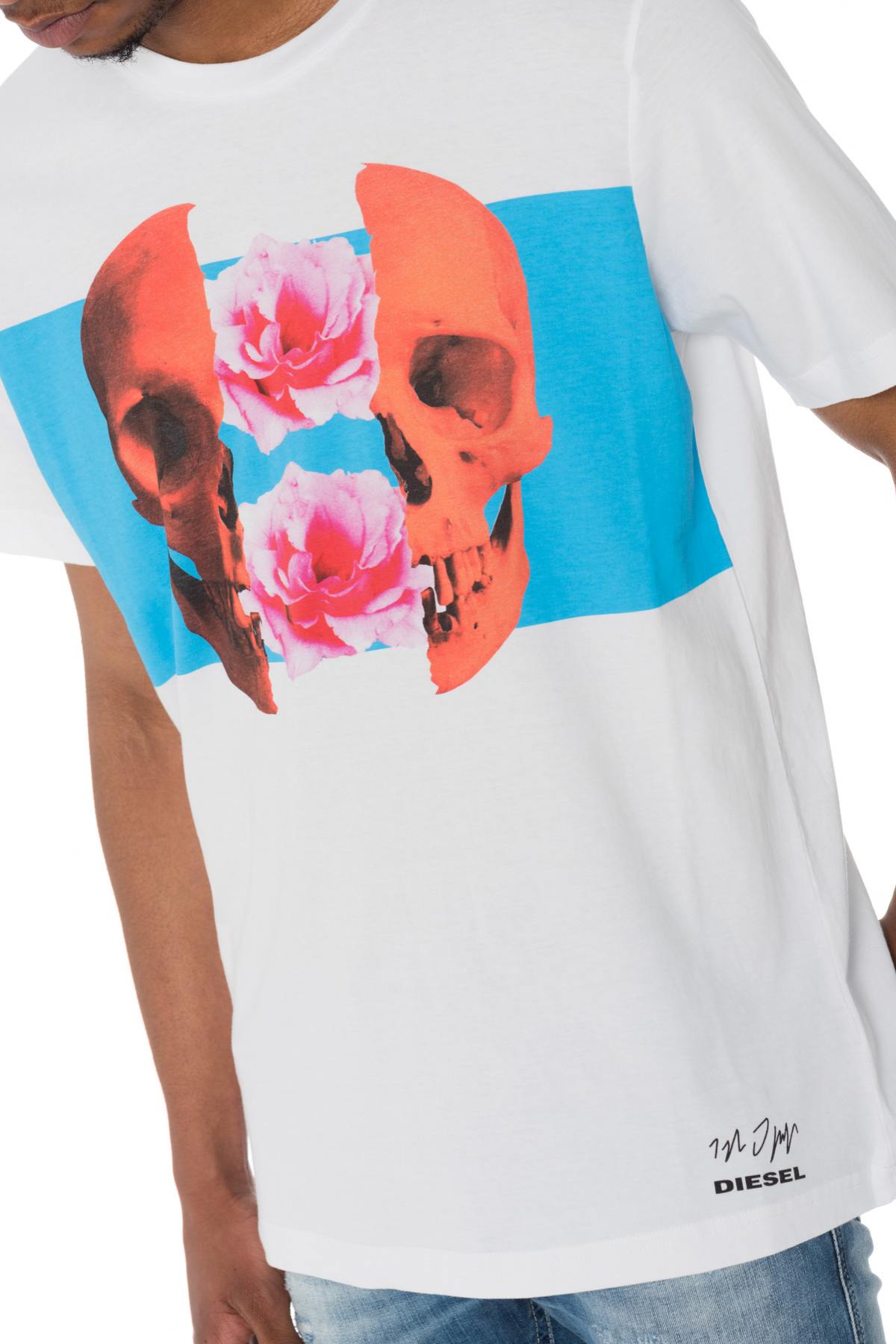 Diesel men's t-shirt skull and flowers - Image n°4