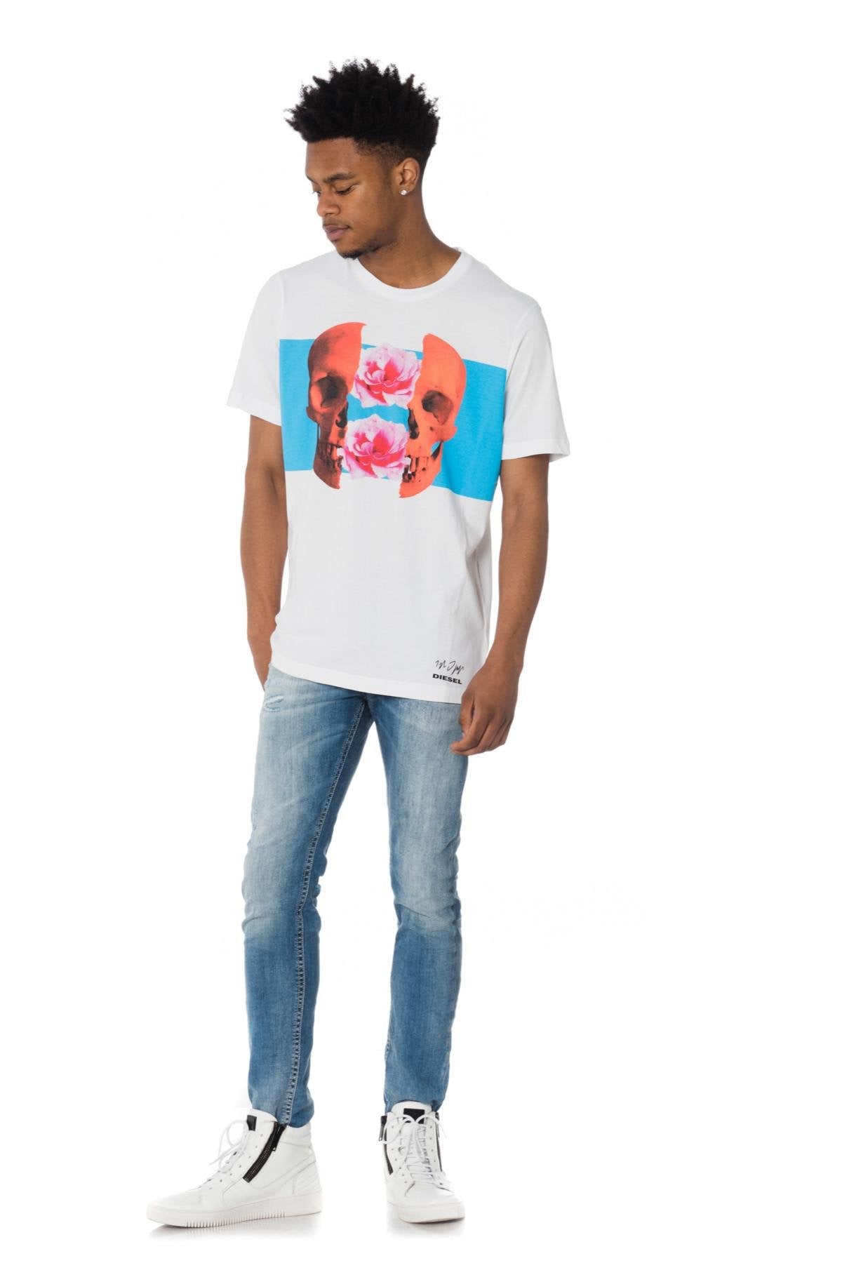 Diesel men's t-shirt skull and flowers - Image n°2