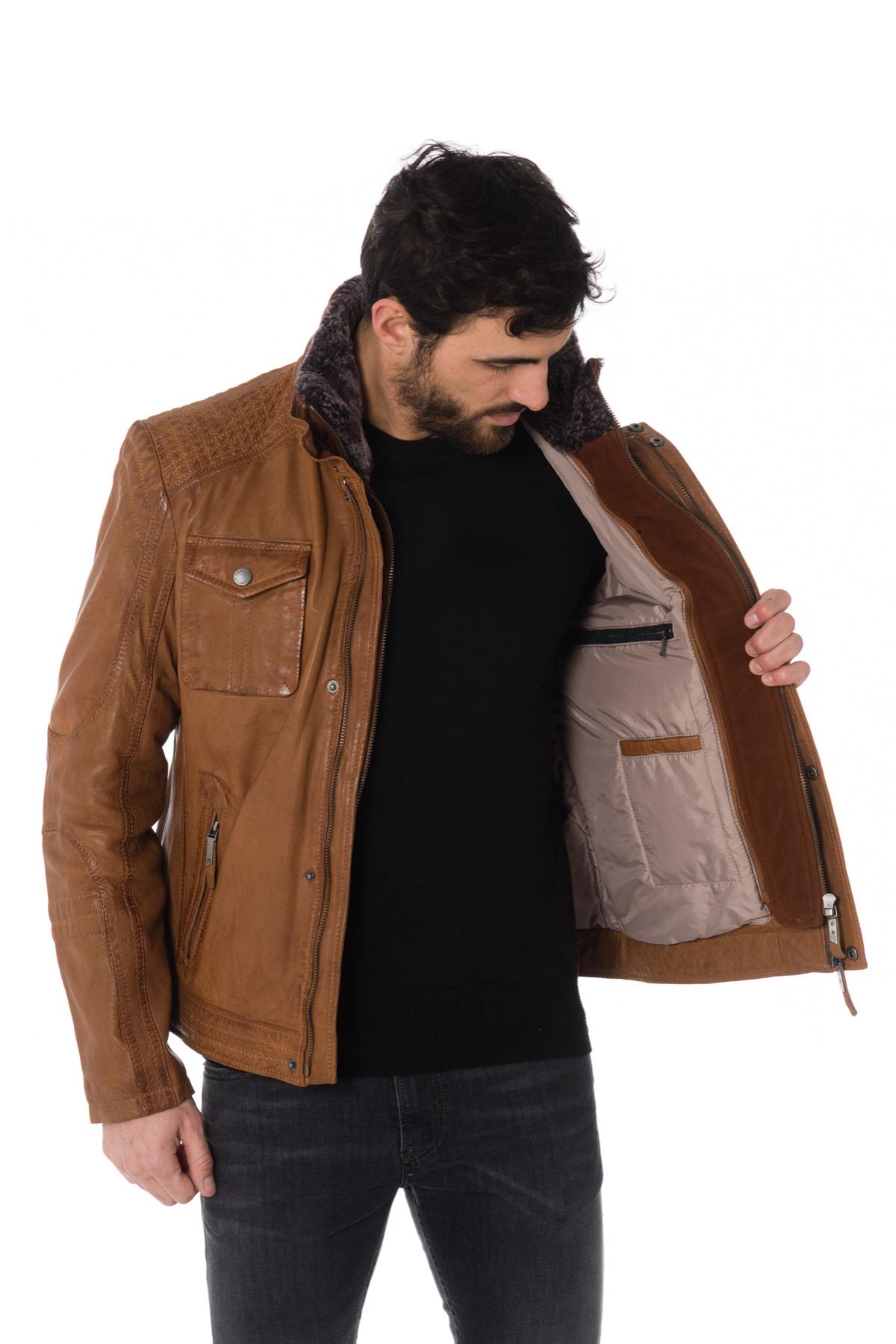 Mauritius men's cognac lambskin jacket - Image n°7