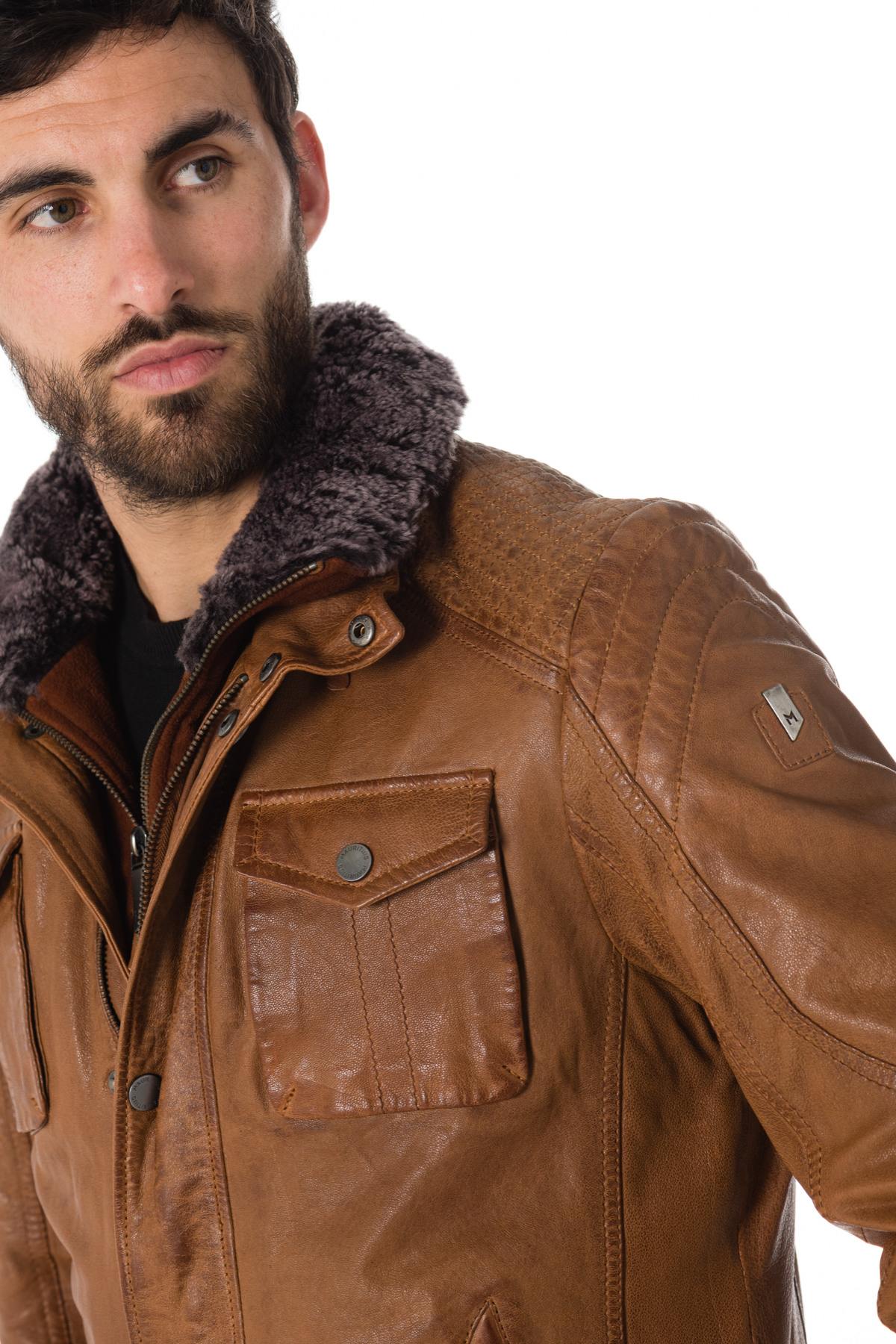 Mauritius men's cognac lambskin jacket - Image n°4