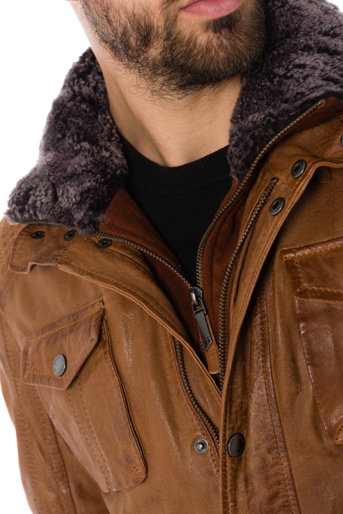 Mauritius men's cognac lambskin jacket - Image n°5