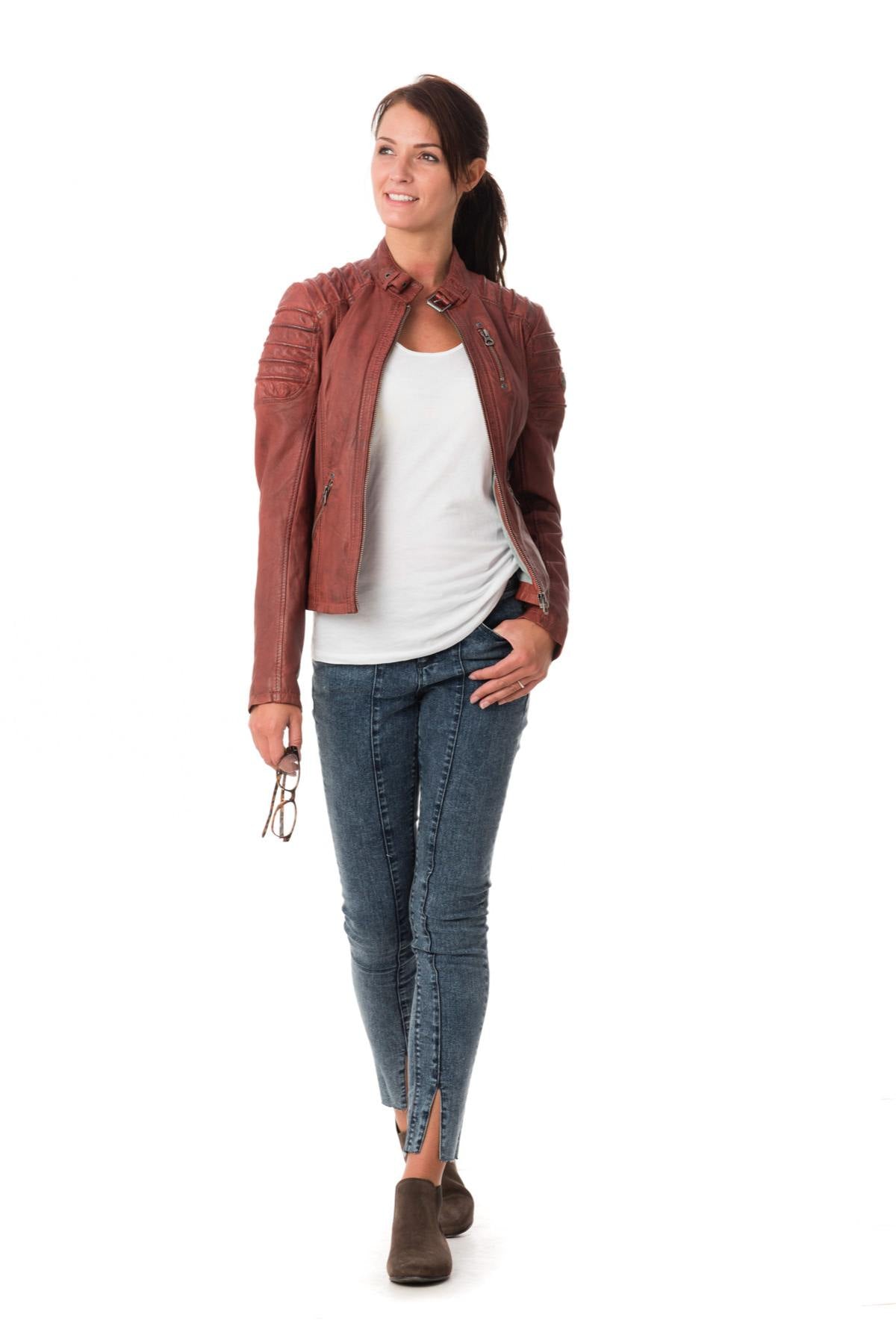 Women's jacket with biker collar - Image n°2