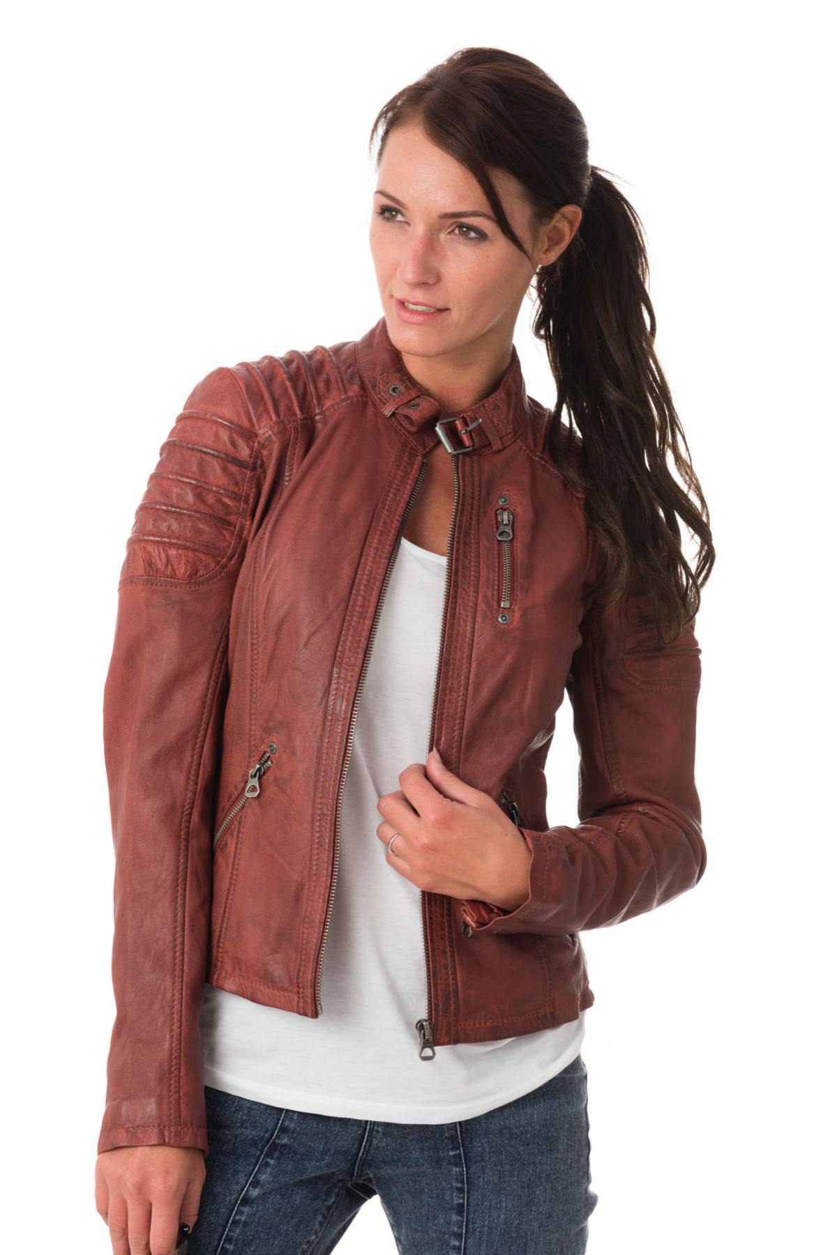 Women's jacket with biker collar - Image n°3