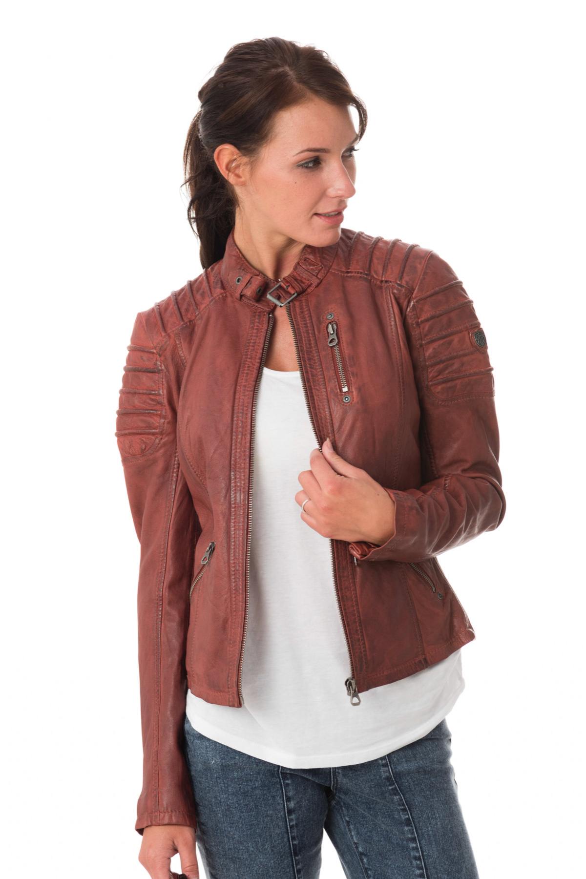 Women's jacket with biker collar - Image n°4