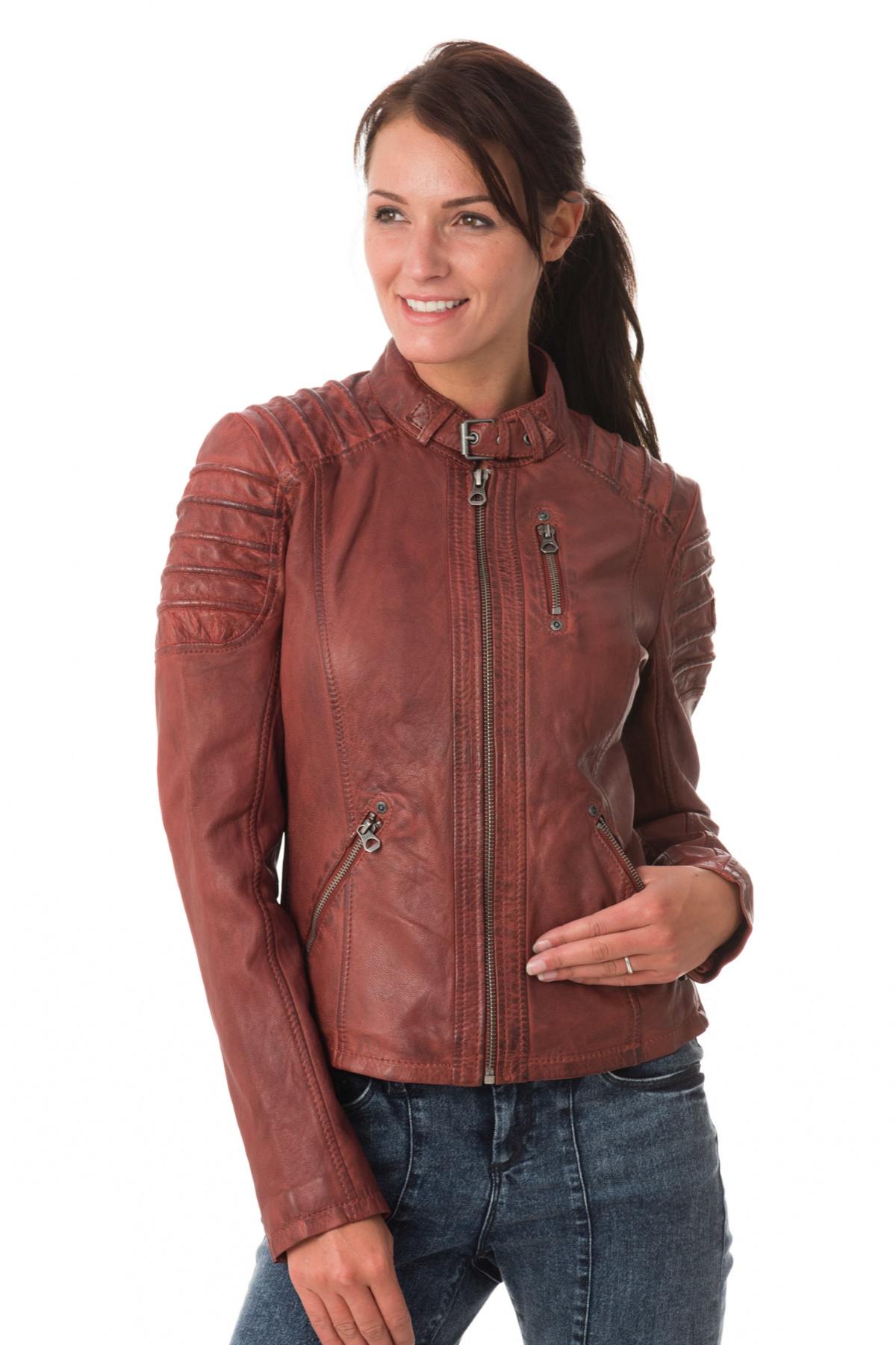 Women's jacket with biker collar - Image n°1