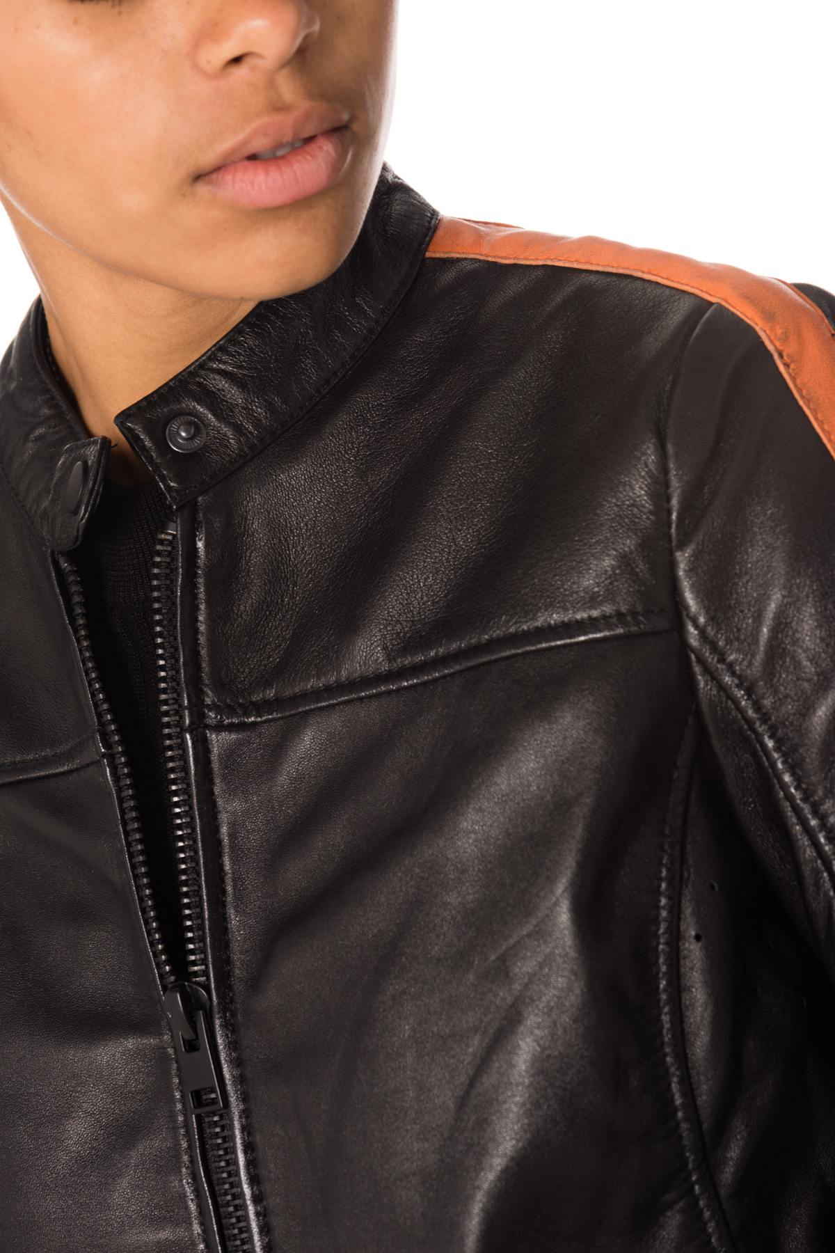 Women's sheepskin leather biker jacket - Image n°7