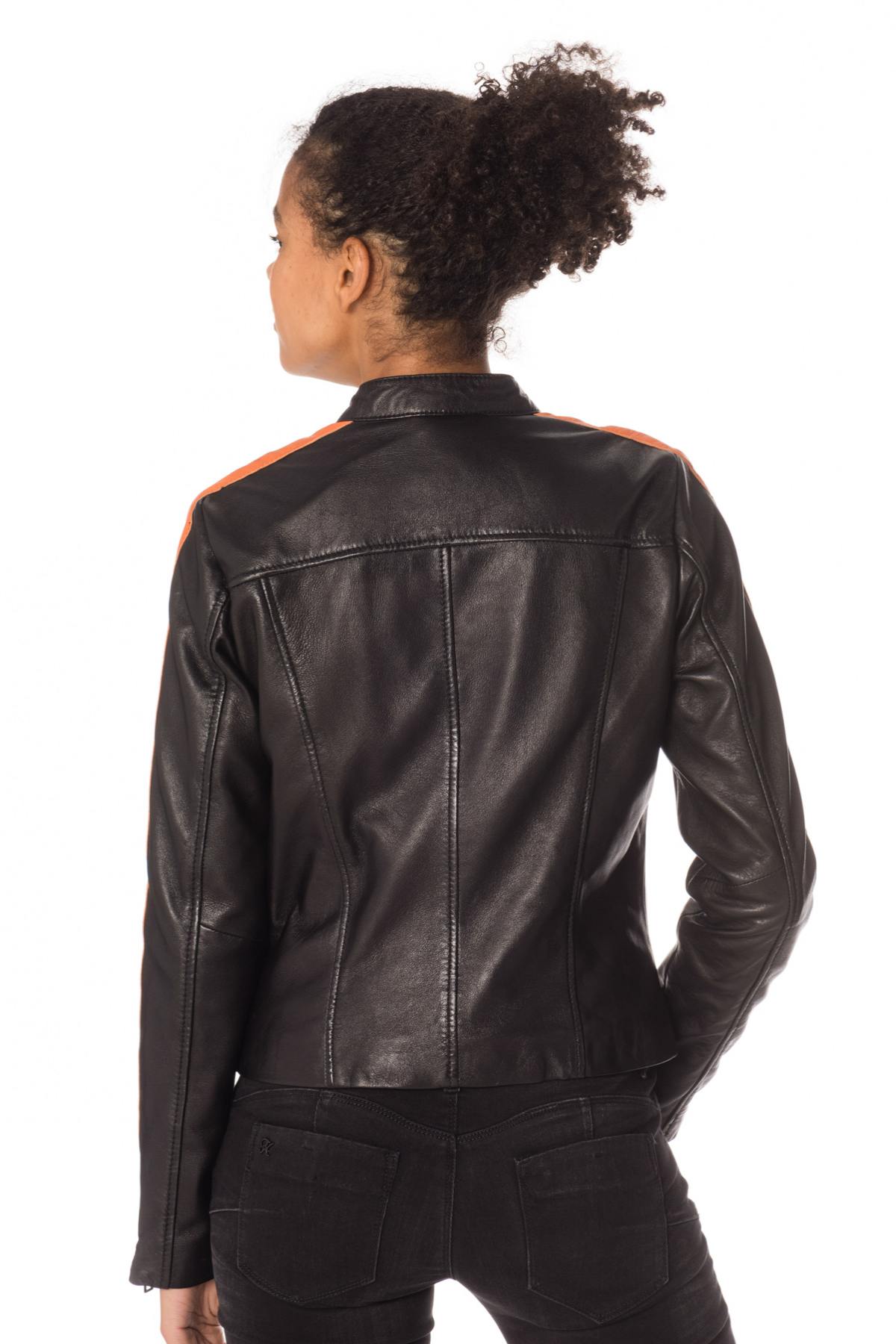 Women's sheepskin leather biker jacket - Image n°5