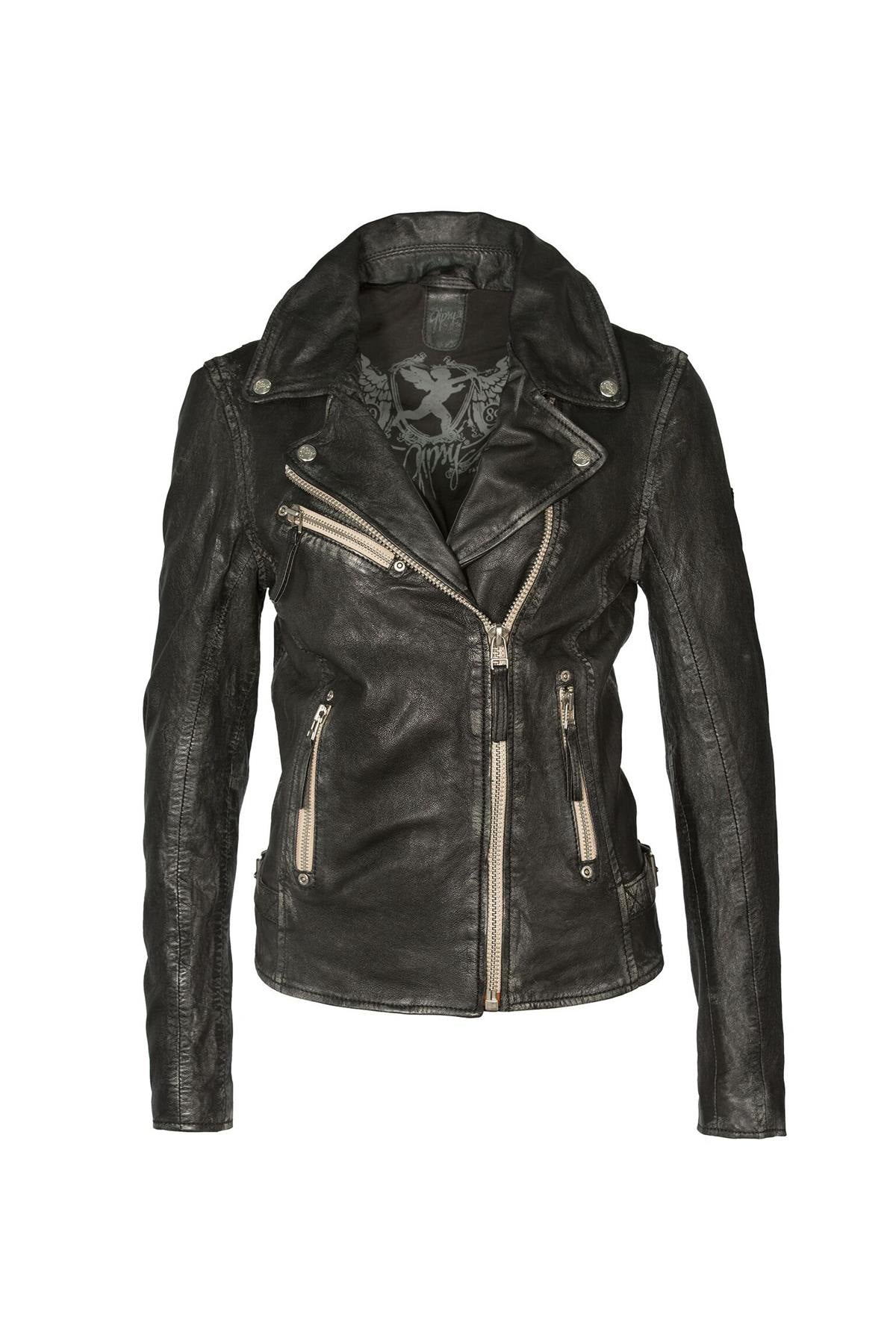  Women's perfecto in black lambskin vintage look - Image n°3