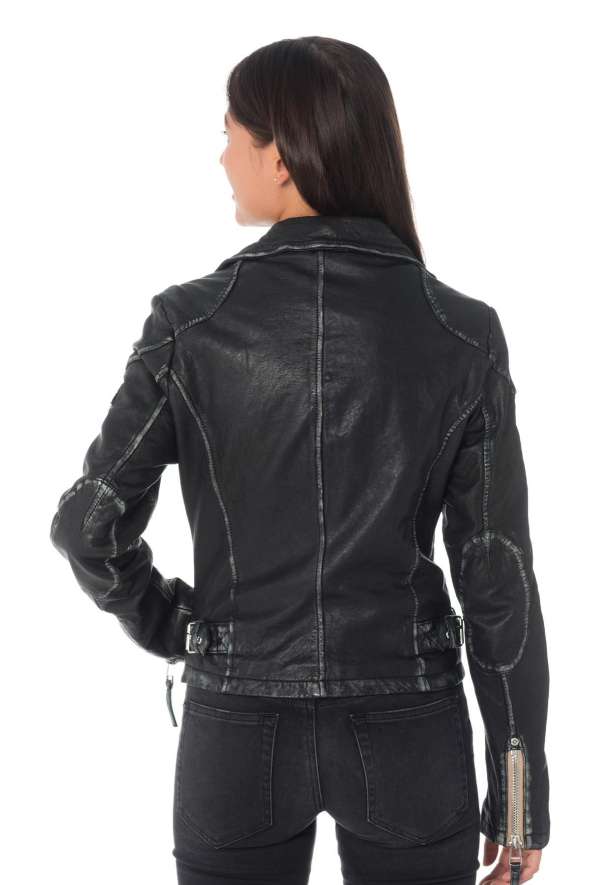  Women's perfecto in black lambskin vintage look - Image n°6