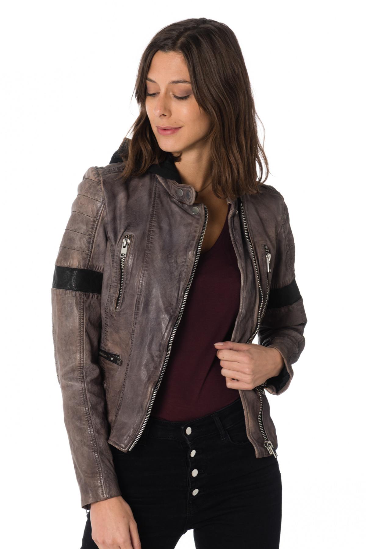 Gipsy women's biker jacket with hood - Image n°3