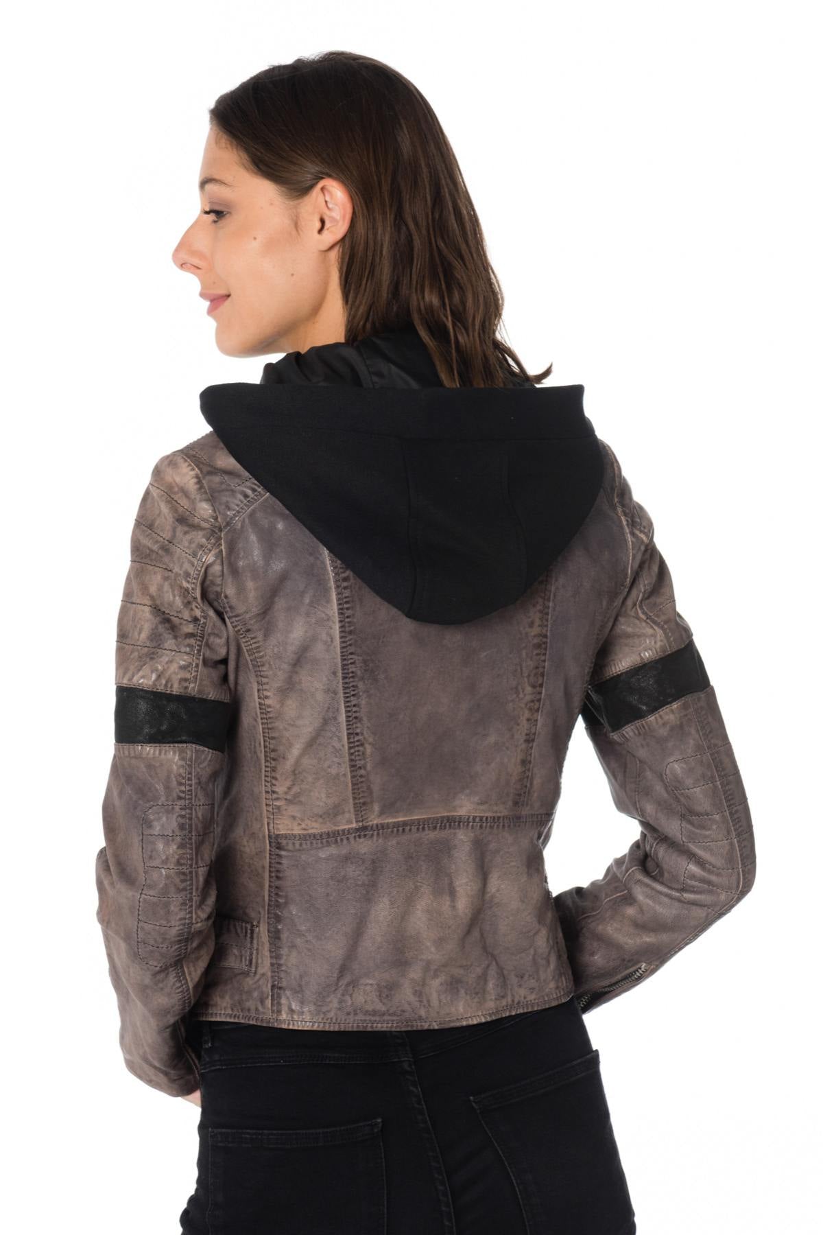 Gipsy women's biker jacket with hood - Image n°7