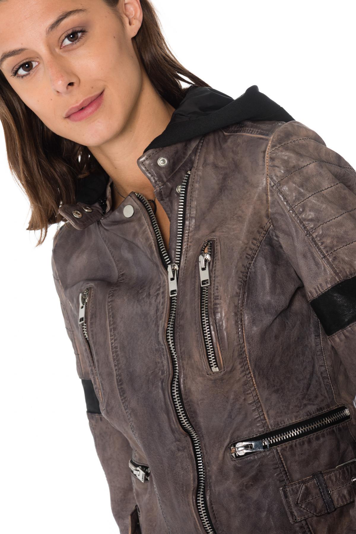 Gipsy women's biker jacket with hood - Image n°5