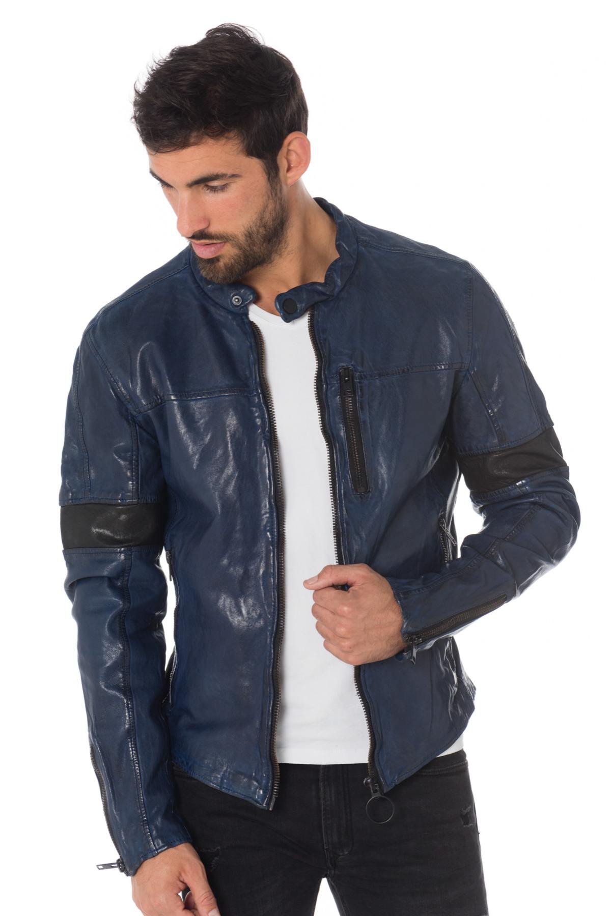 Gipsy men's distressed blue jacket - Image n°1