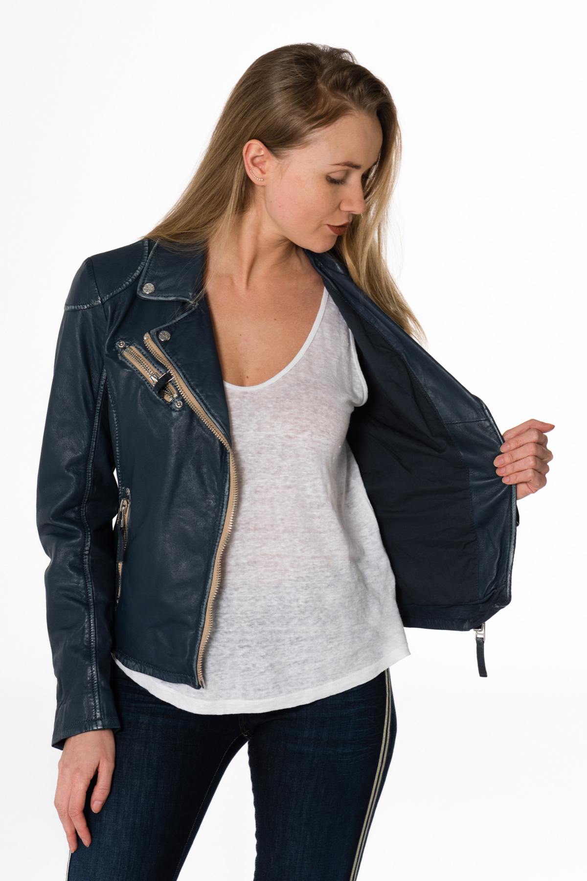 Distressed blue perfecto for Women - Image n°5