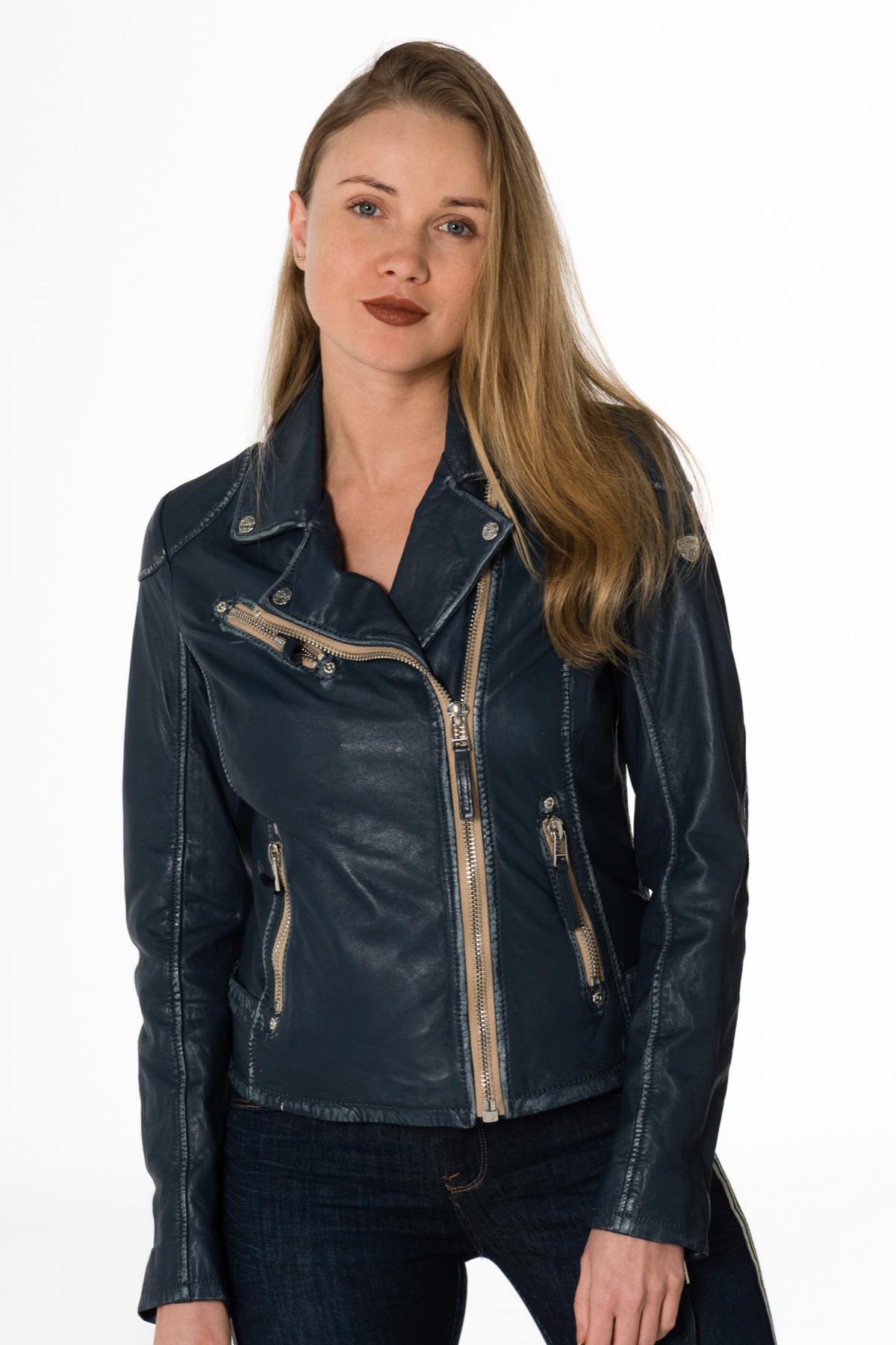 Distressed blue perfecto for Women - Image n°1