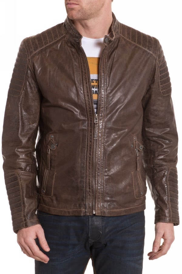 Gipsy Men's Dark Olive Leather Jacket - Image n°1