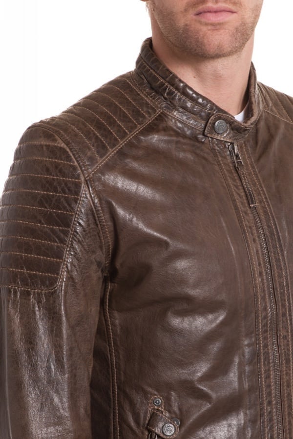 Gipsy Men's Dark Olive Leather Jacket - Image n°3