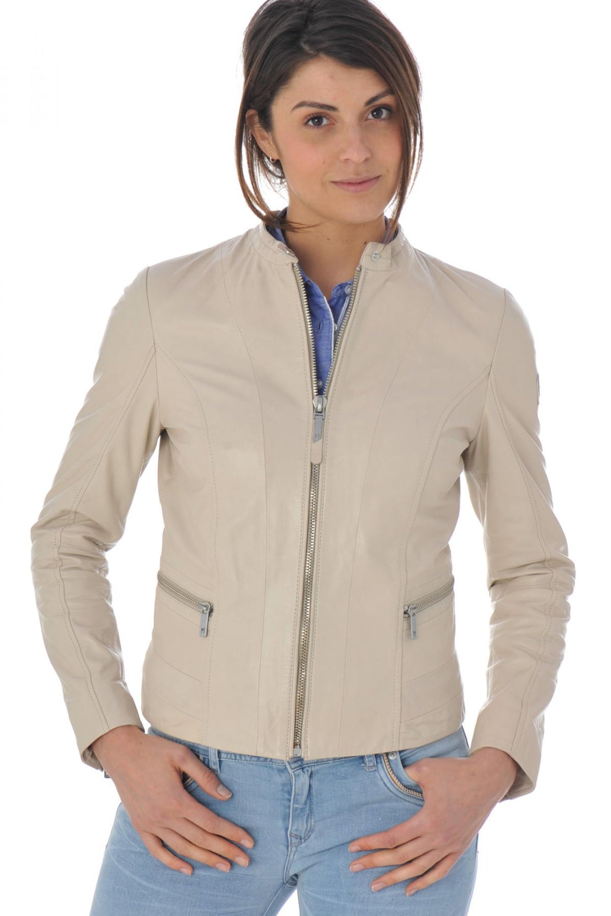  Ivory round neck summer jacket - Image n°1