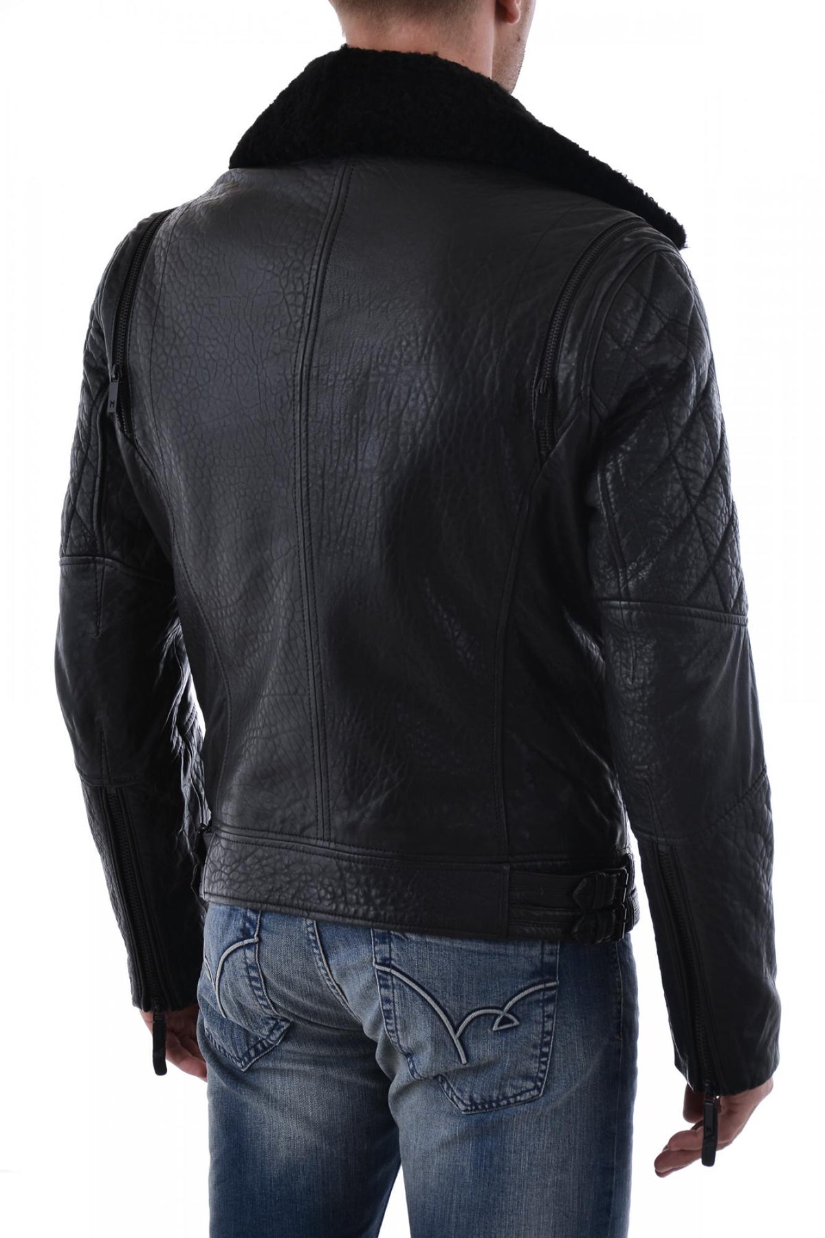 Mauritius men's perfecto in black sheep leather - Image n°3