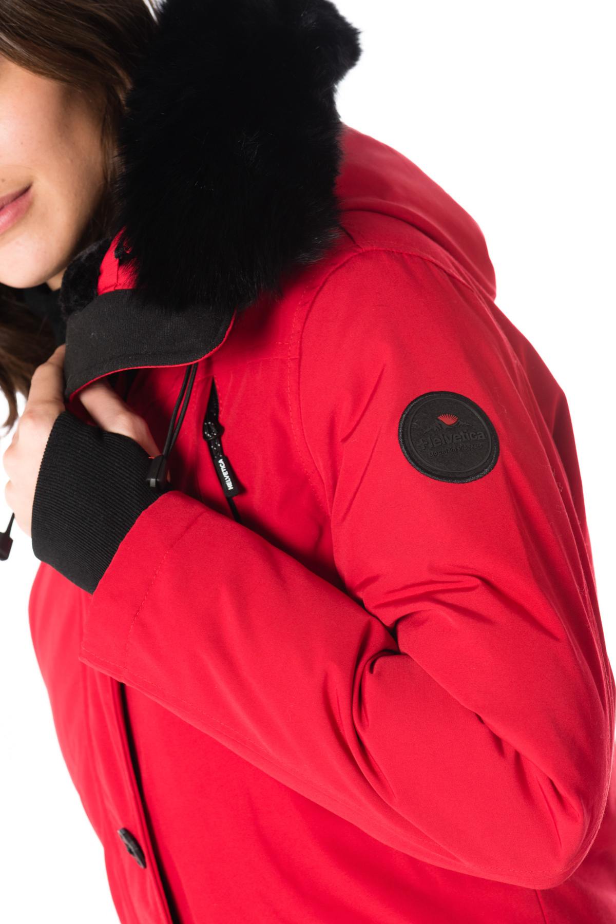 Helvetica women's red parka with black collar - Image n°6