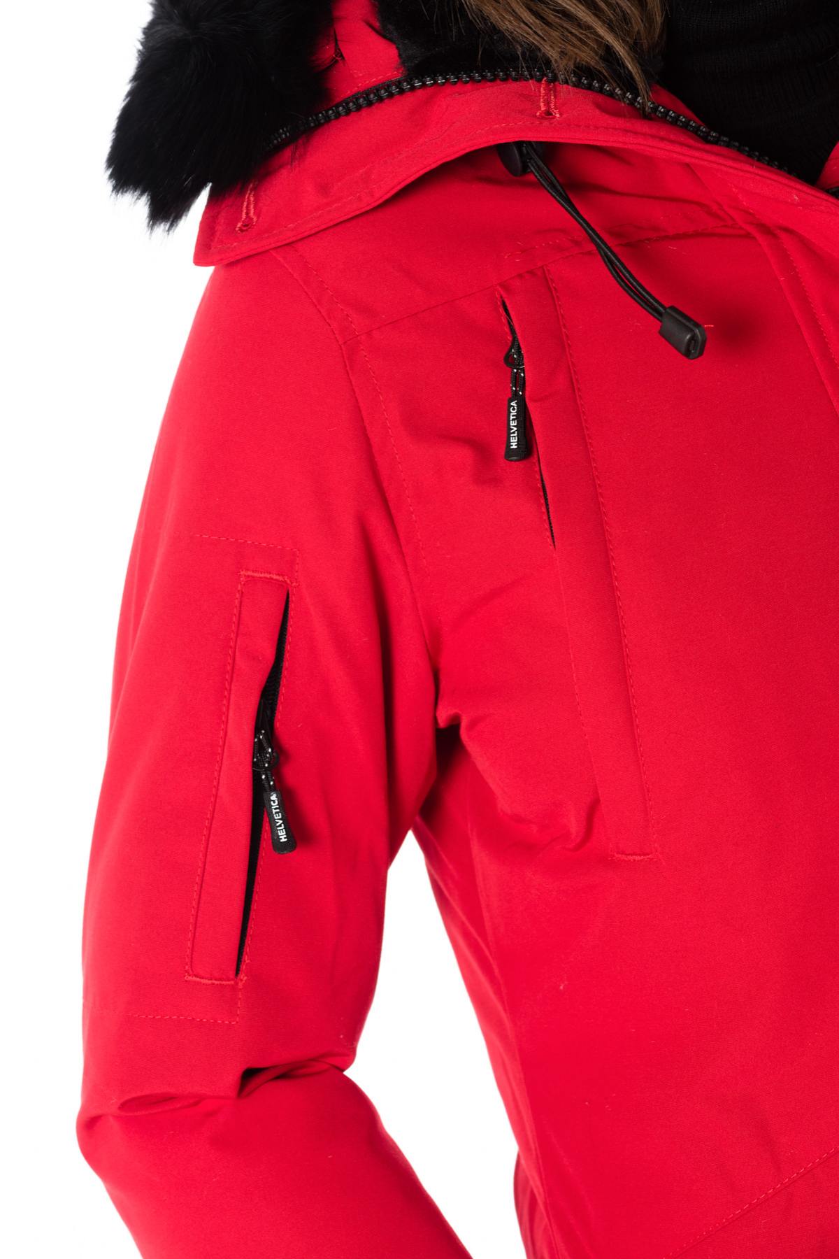 Helvetica women's red parka with black collar - Image n°7