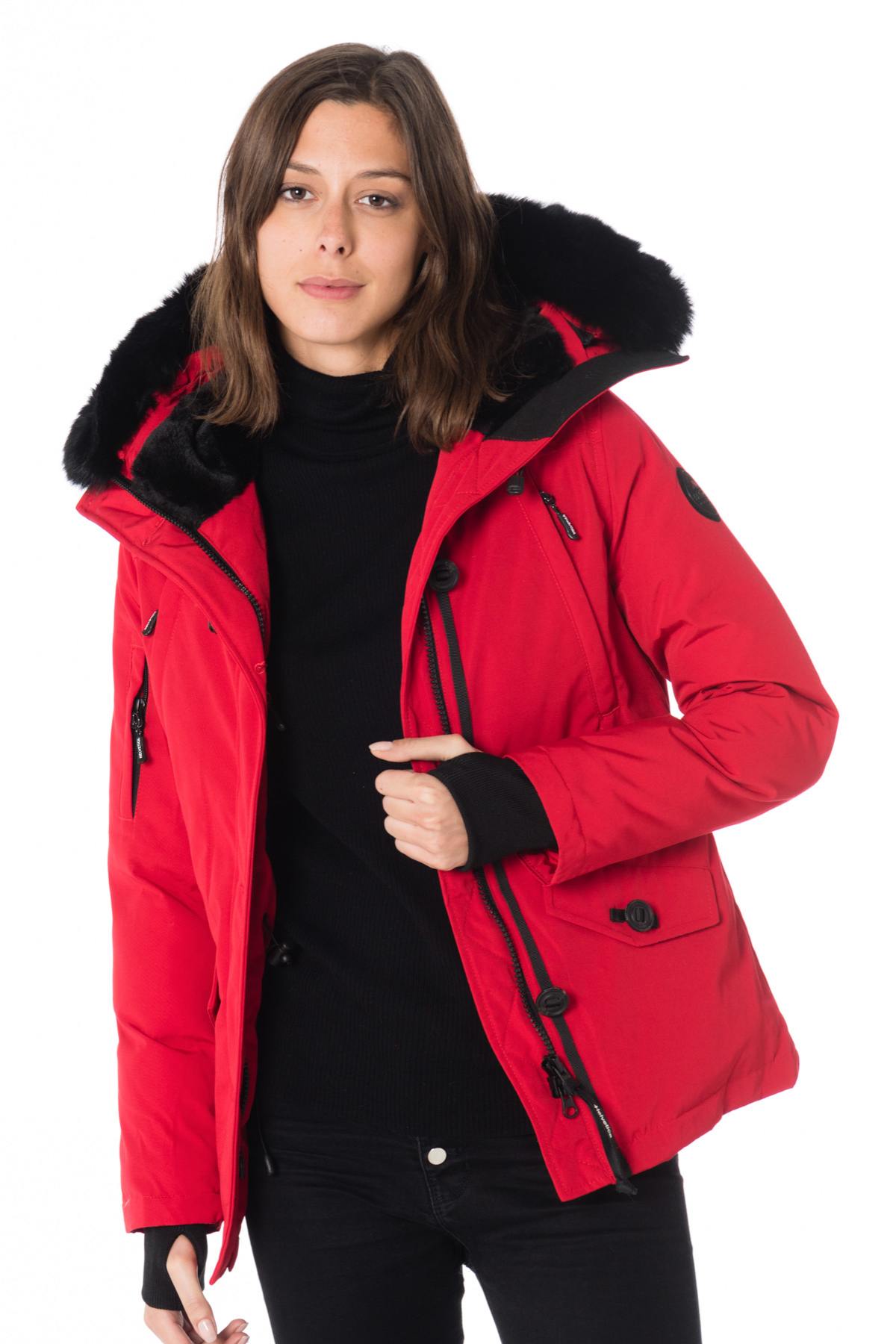 Helvetica women's red parka with black collar - Image n°4