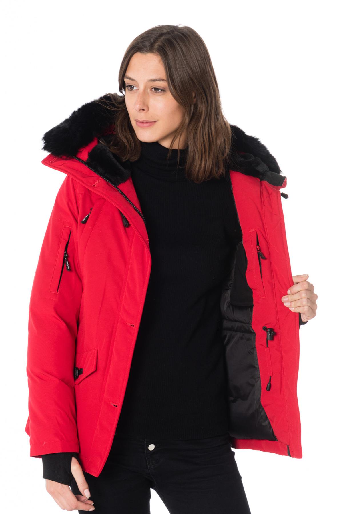 Helvetica women's red parka with black collar - Image n°8