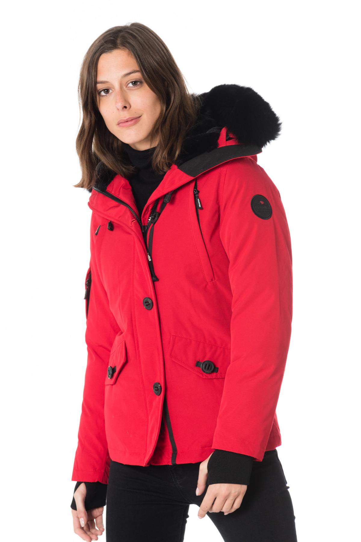 Helvetica women's red parka with black collar - Image n°1