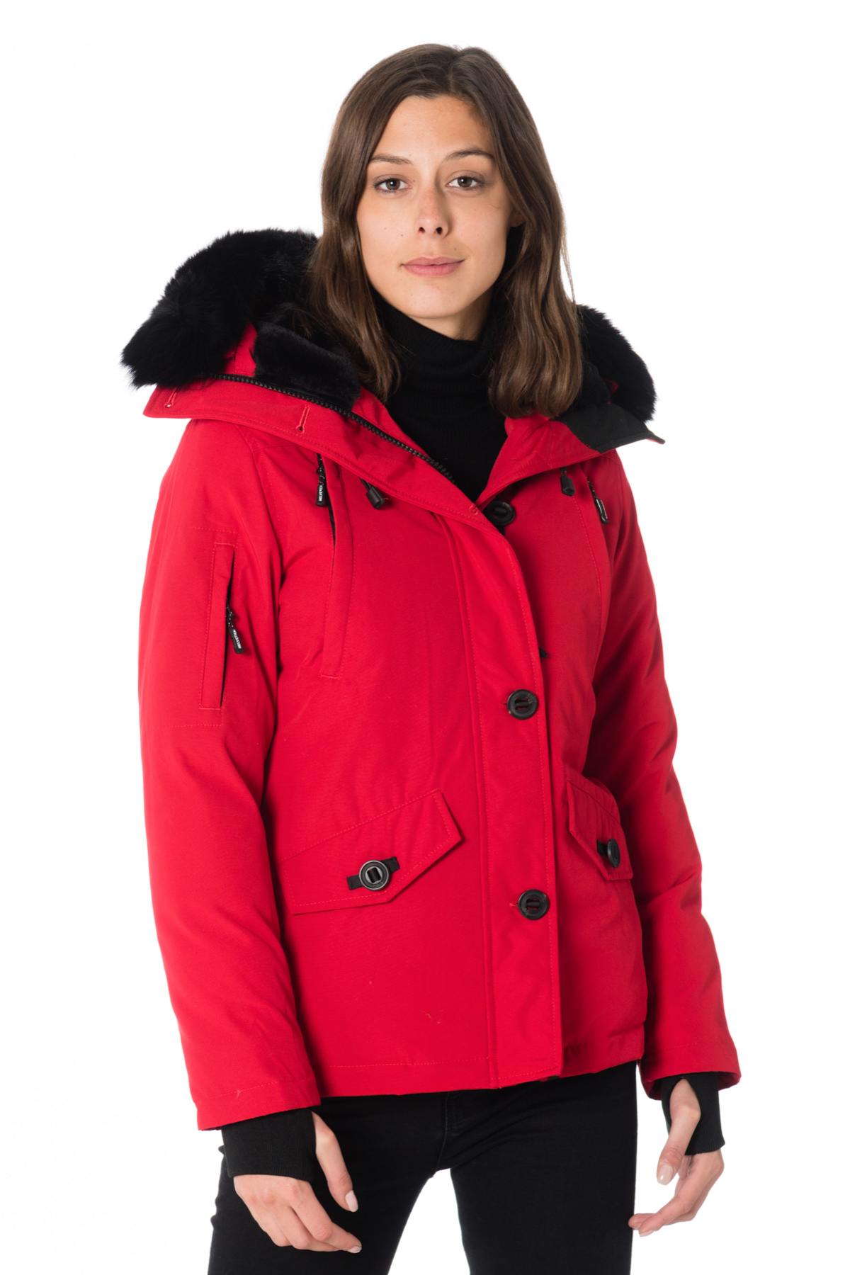 Helvetica women's red parka with black collar - Image n°5