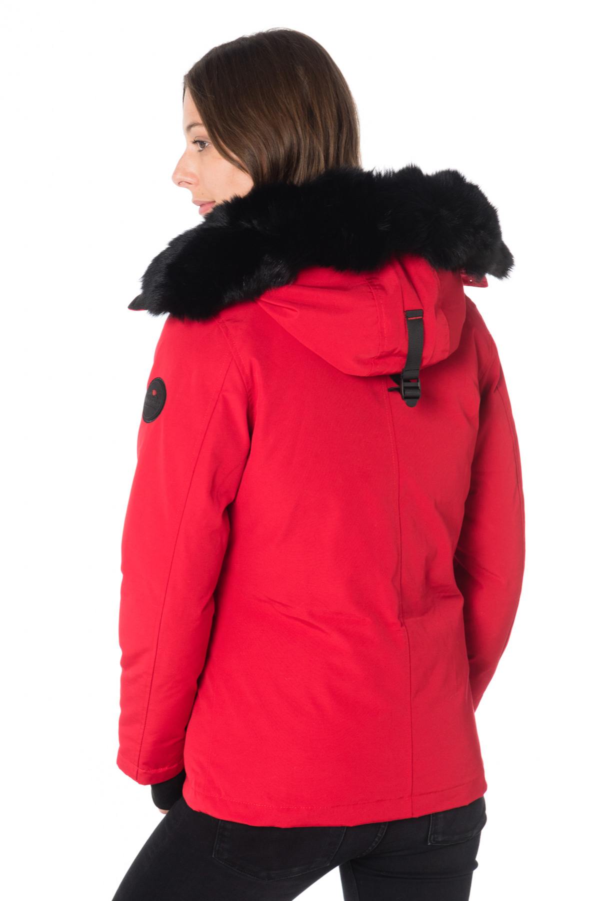 Helvetica women's red parka with black collar - Image n°9