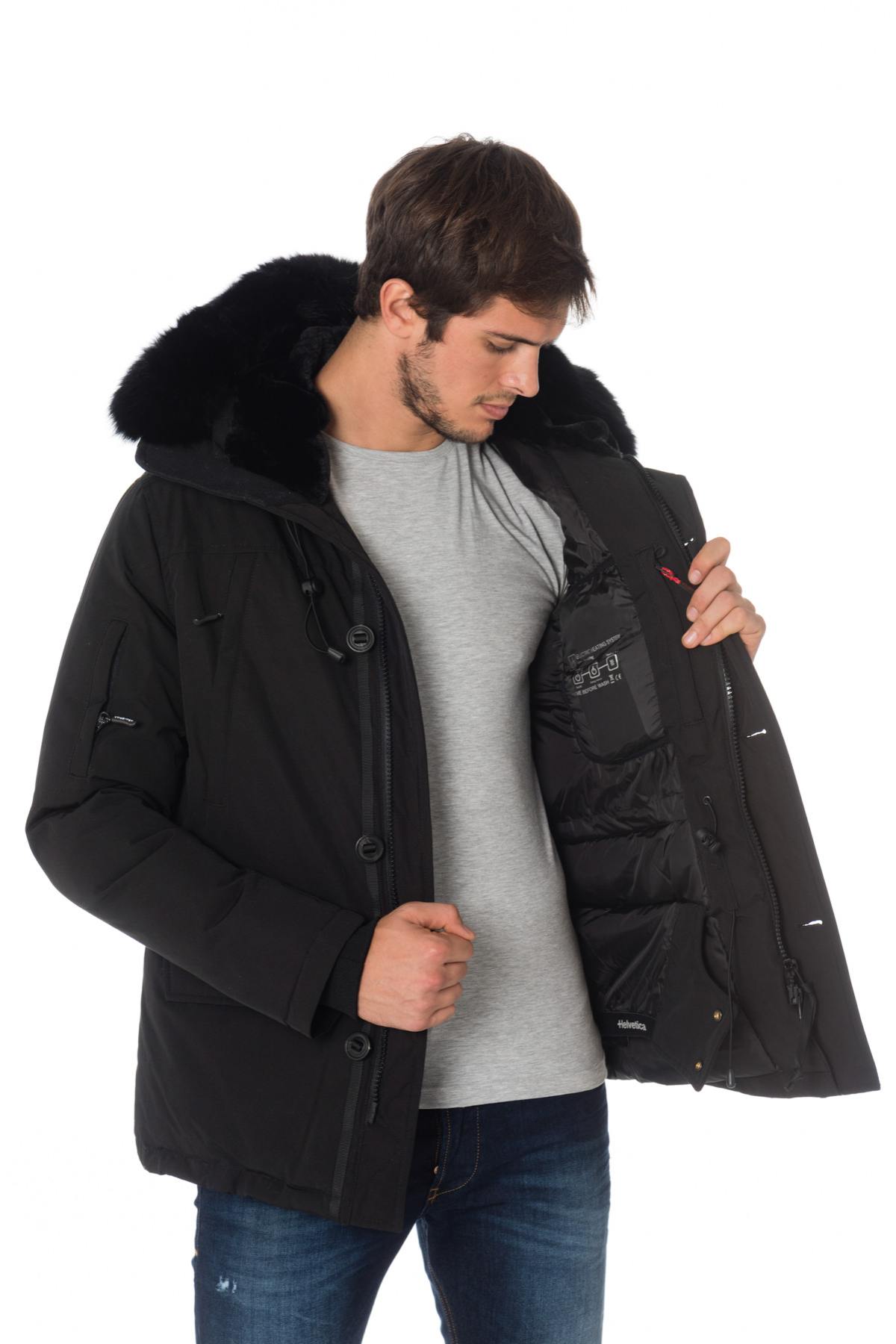 Helvetica men's black heated jacket with black collar - Image n°5