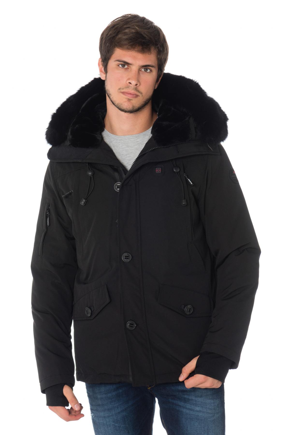 Helvetica men's black heated jacket with black collar - Image n°1