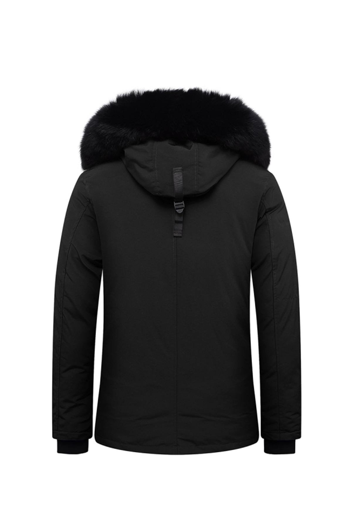 Helvetica men's black heated jacket with black collar - Image n°11