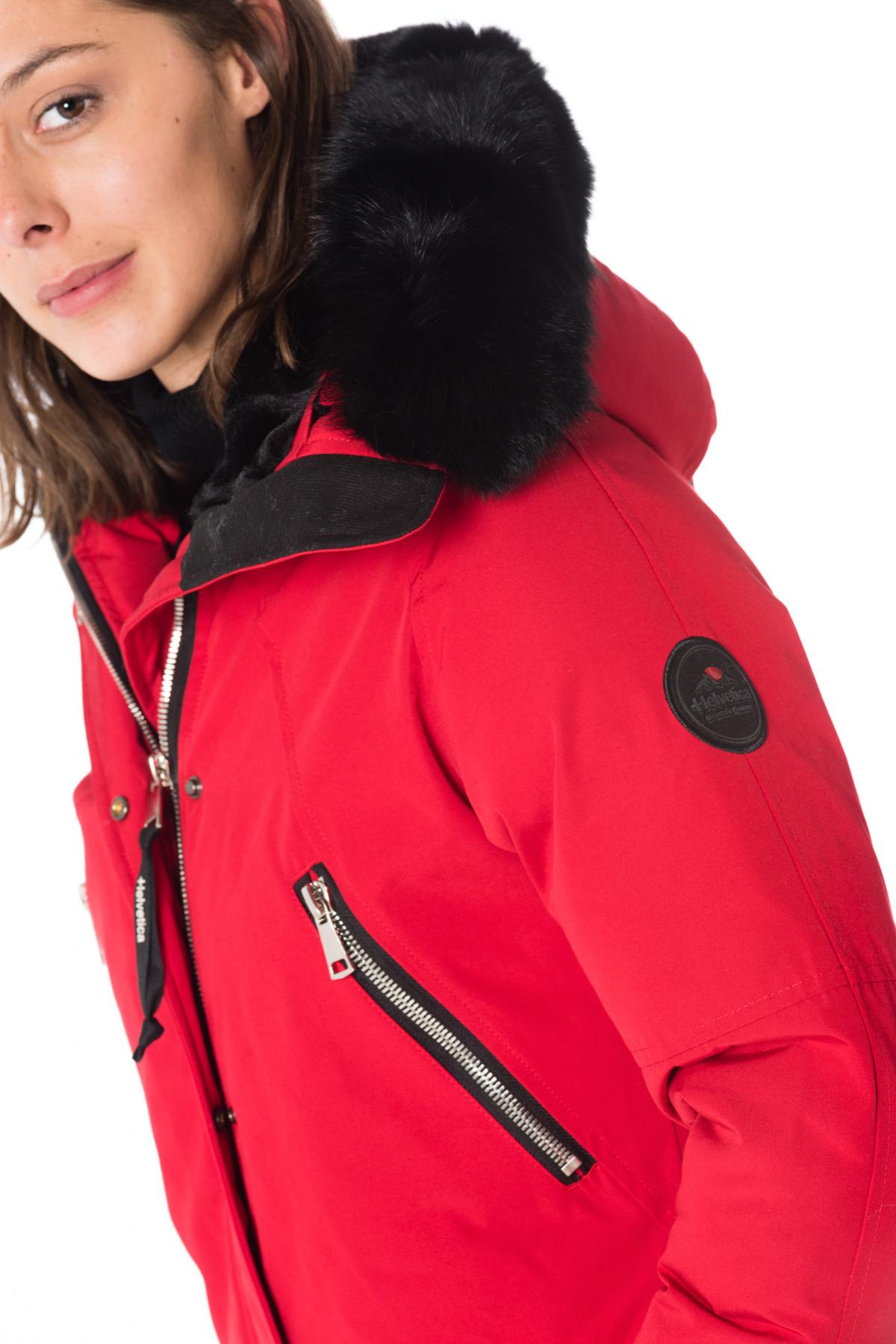 Helvetica red jacket with black collar for women - Image n°4