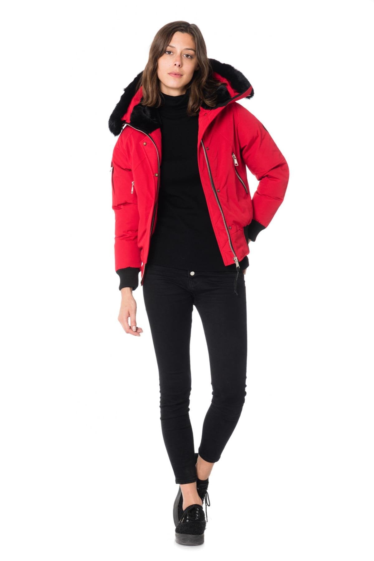 Helvetica red jacket with black collar for women - Image n°2