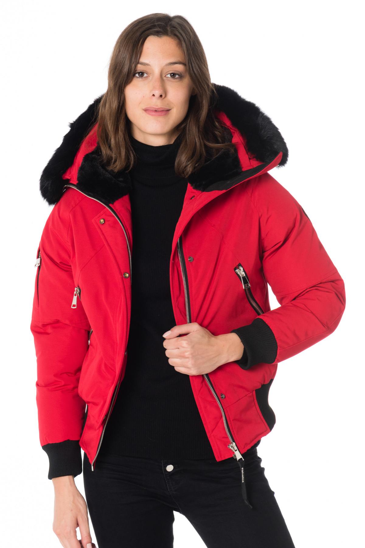 Helvetica red jacket with black collar for women - Image n°3