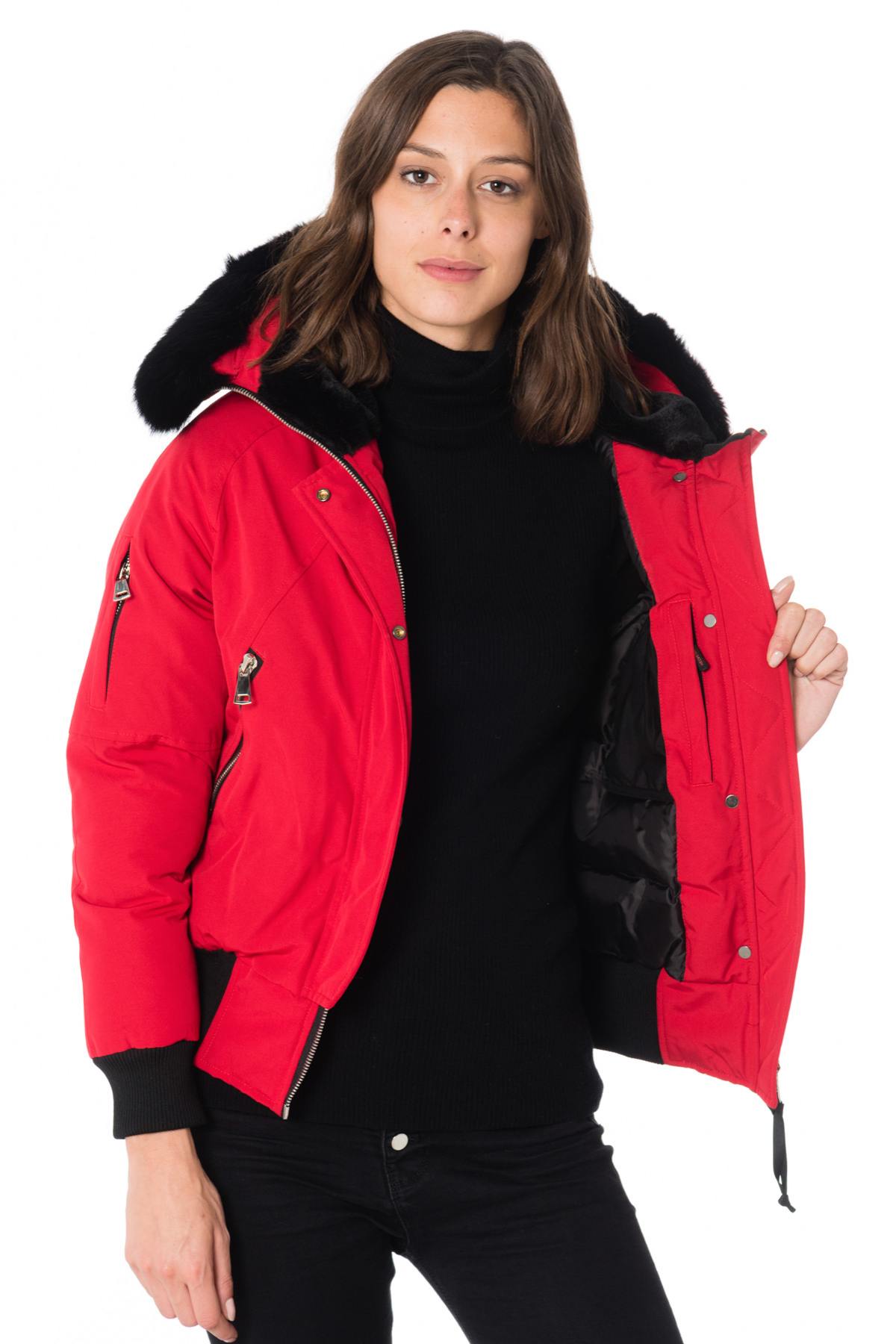 Helvetica red jacket with black collar for women - Image n°5