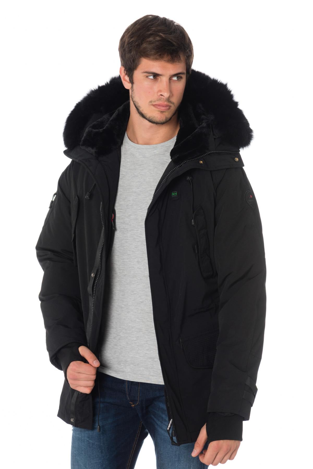 Helvetica men's black heated parka with black collar - Image n°3